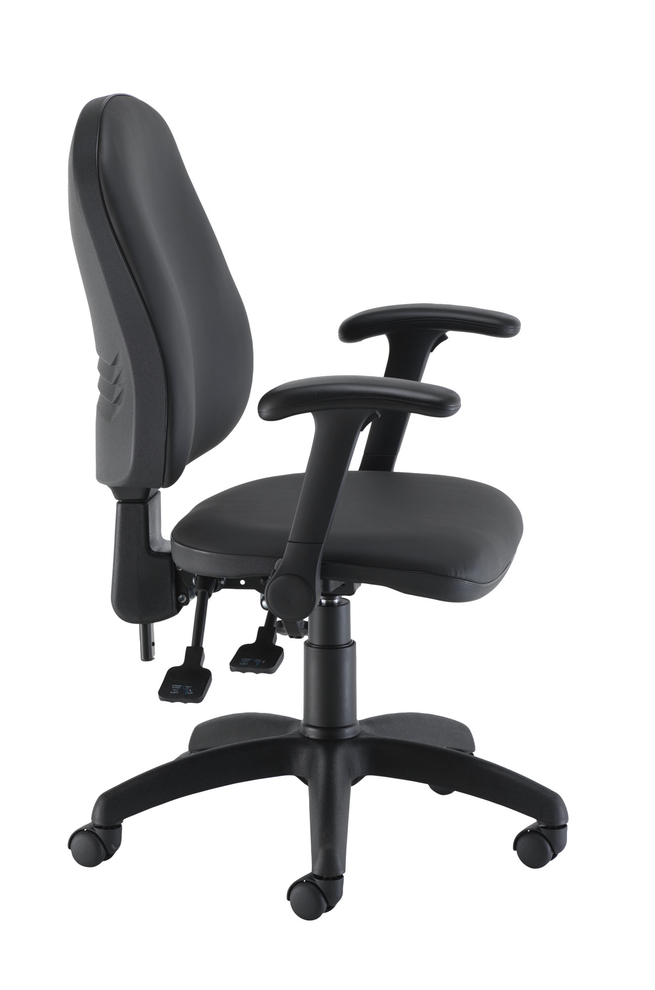 Calypso Ergo 2 Lever Office Chair with Lumbar Pump | Folding Arms | Black PU thumbnail 3