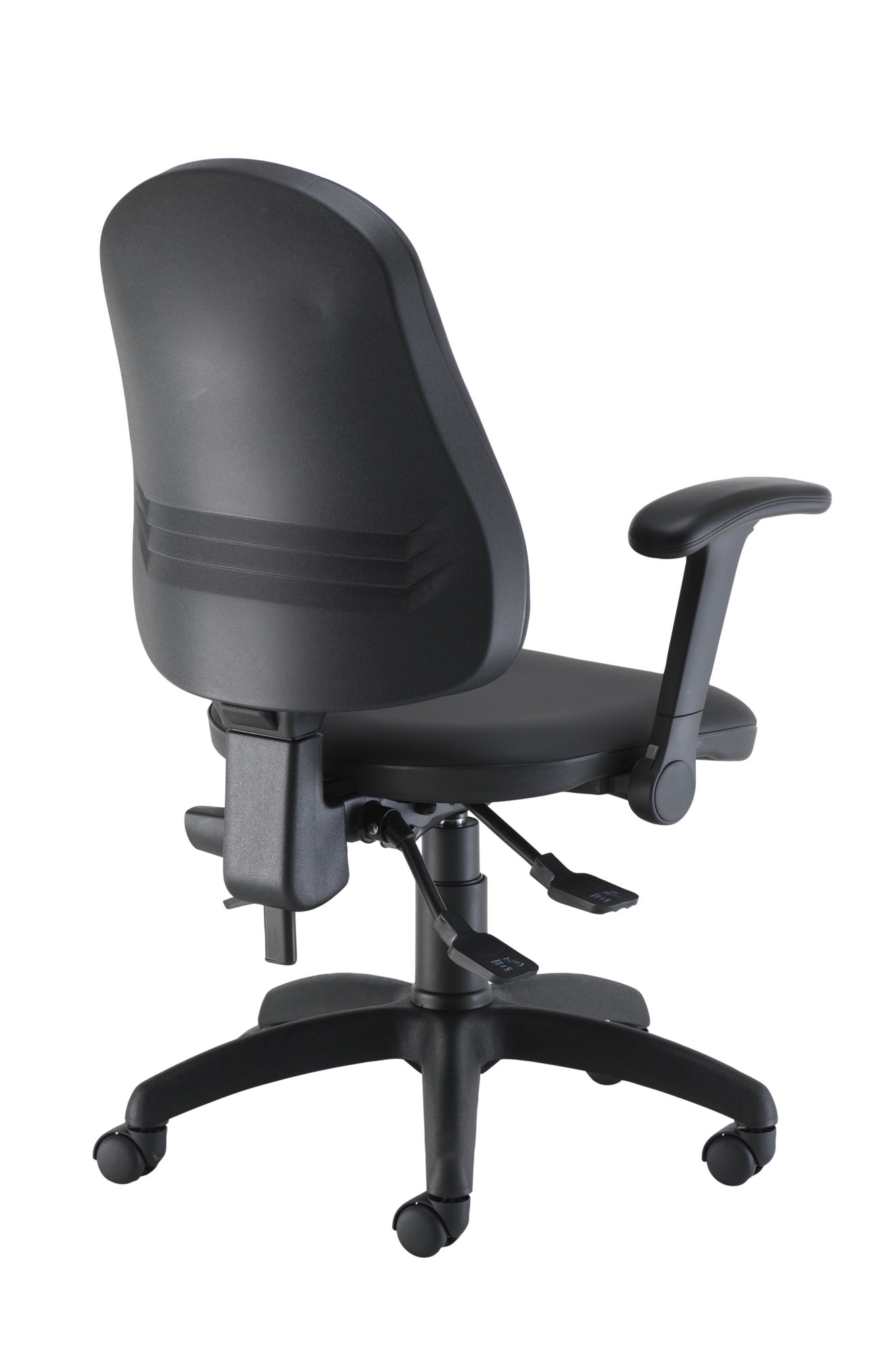Calypso Ergo 2 Lever Office Chair with Lumbar Pump | Folding Arms | Black PU thumbnail 4