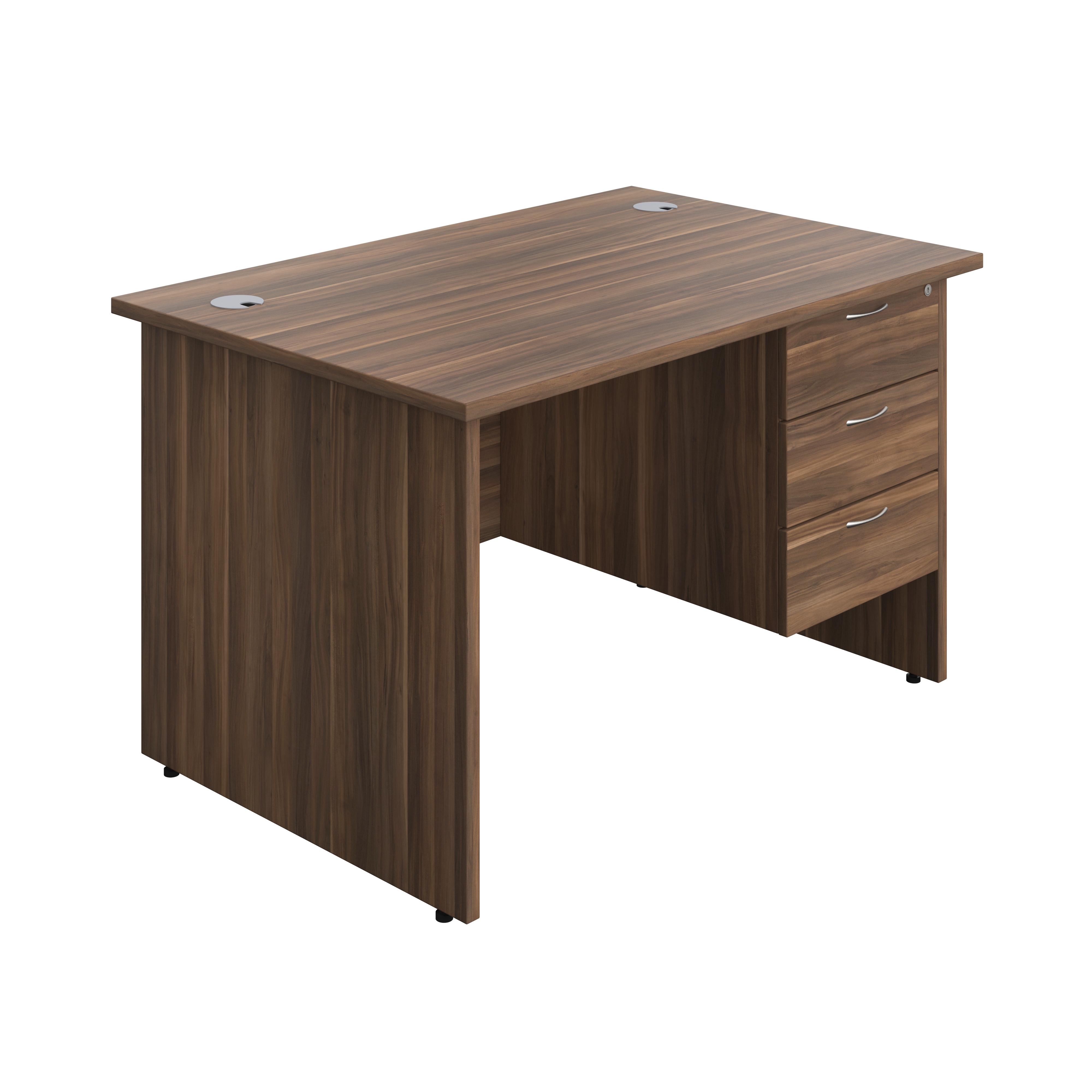 Panel Rectangular Desk + 3 Drawer Fixed Pedestal Bundle (FSC) | 1200X800 | Dark Walnut/Dark Walnut