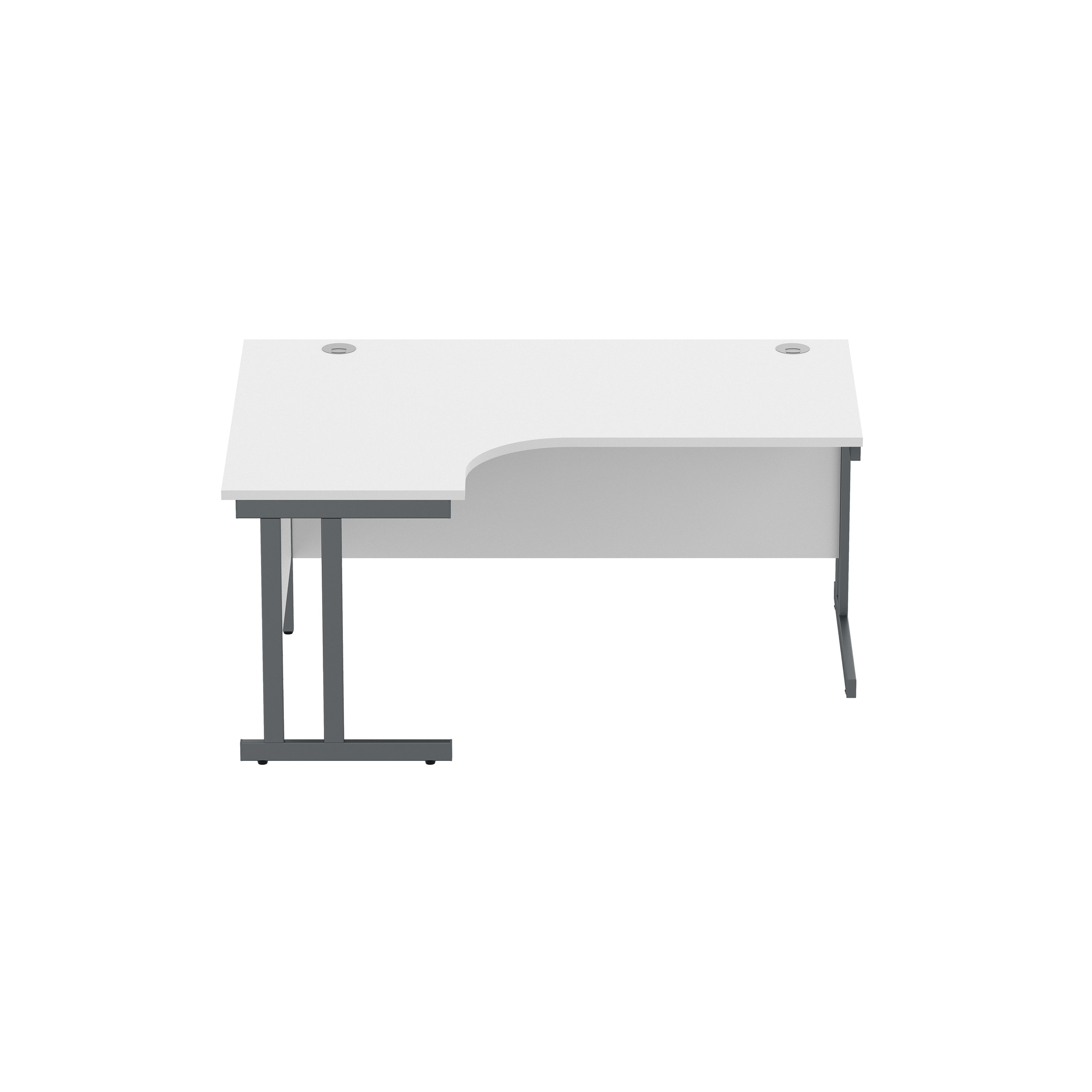Office Left Hand Corner Desk with Steel Double Upright Cantilever Frame (FSC) | 1600X1200 | Arctic White/Graphite thumbnail 3