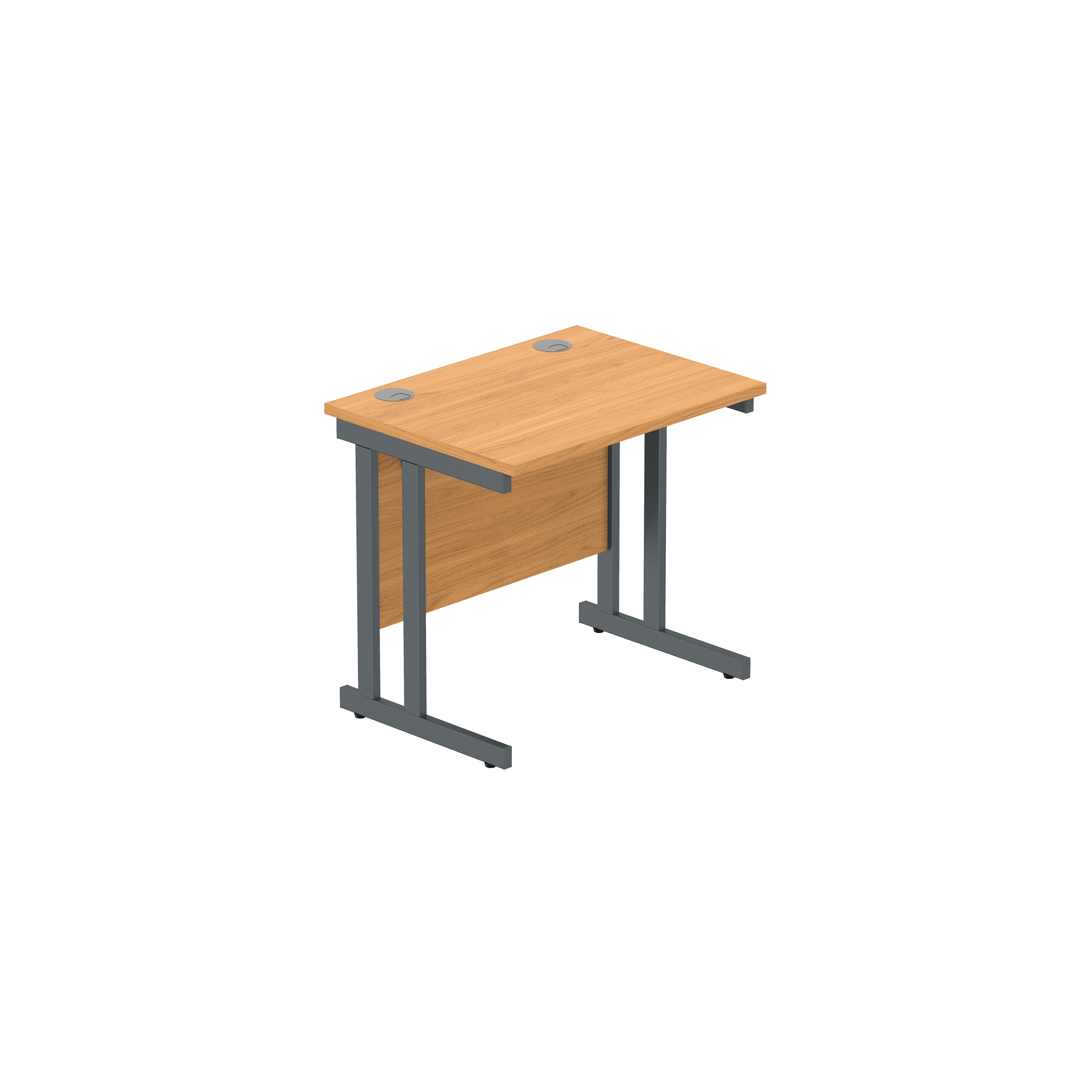 Office Rectangular Desk with Steel Double Upright Cantilever Frame (FSC) | 800X600 | Norwegian Beech/Graphite thumbnail 2
