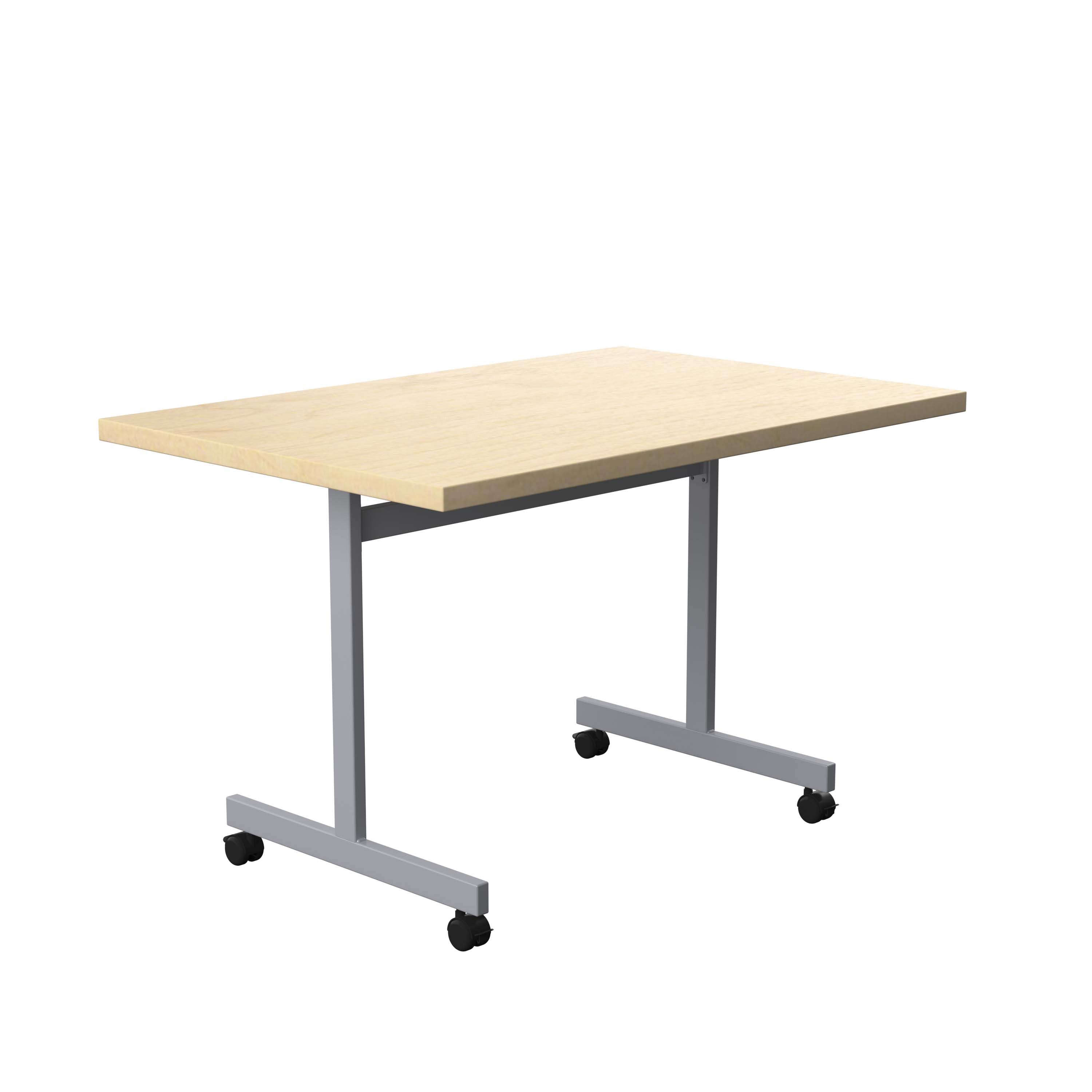 One Eighty Rectangular Tilting Table (FSC) | 1200 X 800 | Maple/Silver