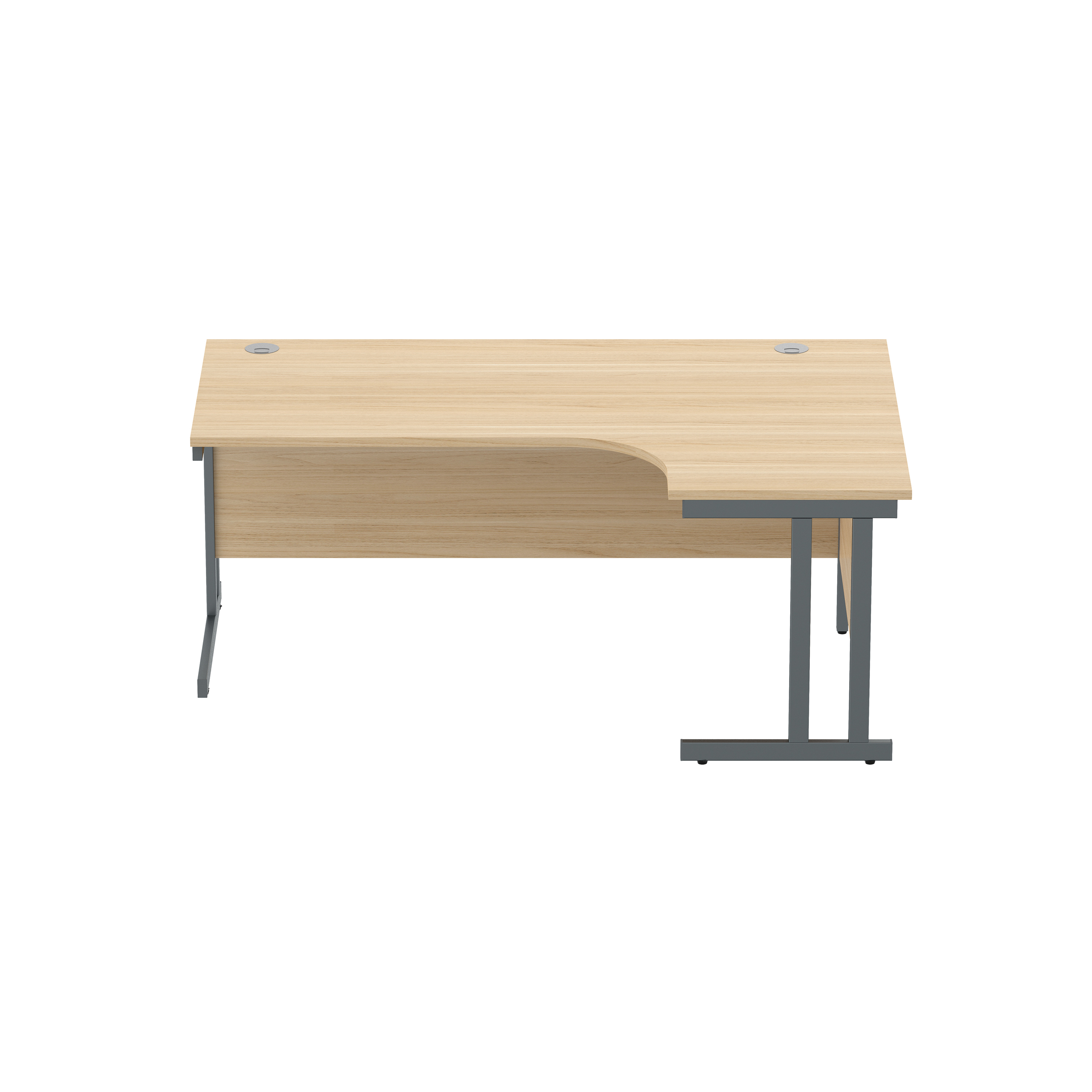 Office Right Hand Corner Desk with Steel Double Upright Cantilever Frame (FSC) | 1800X1200 | Oak/Graphite thumbnail 2