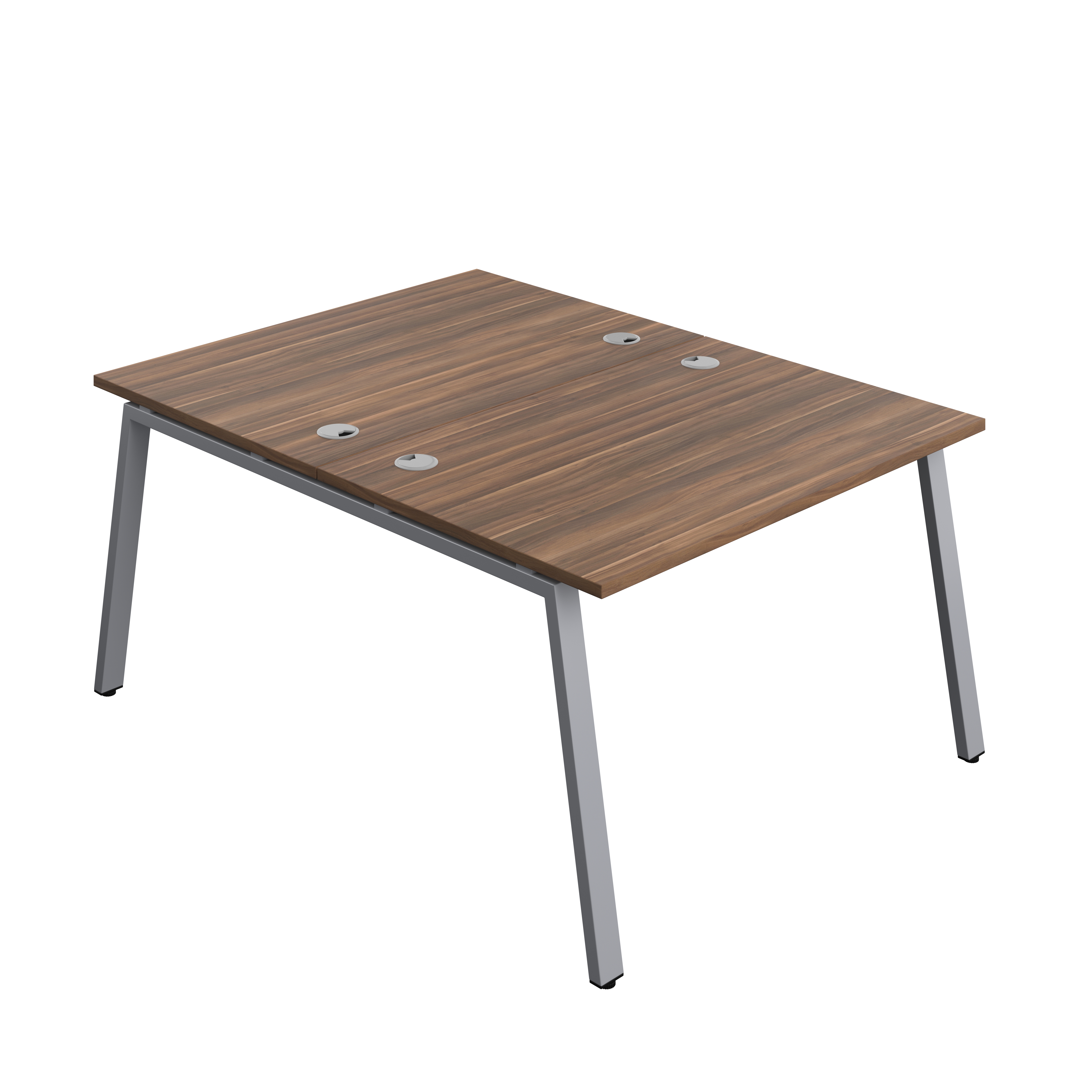 Synergy Bench with Cable Ports: 2 Person (FSC) : A-Frame Leg : 1200 | 800 | Dark Walnut/Silver