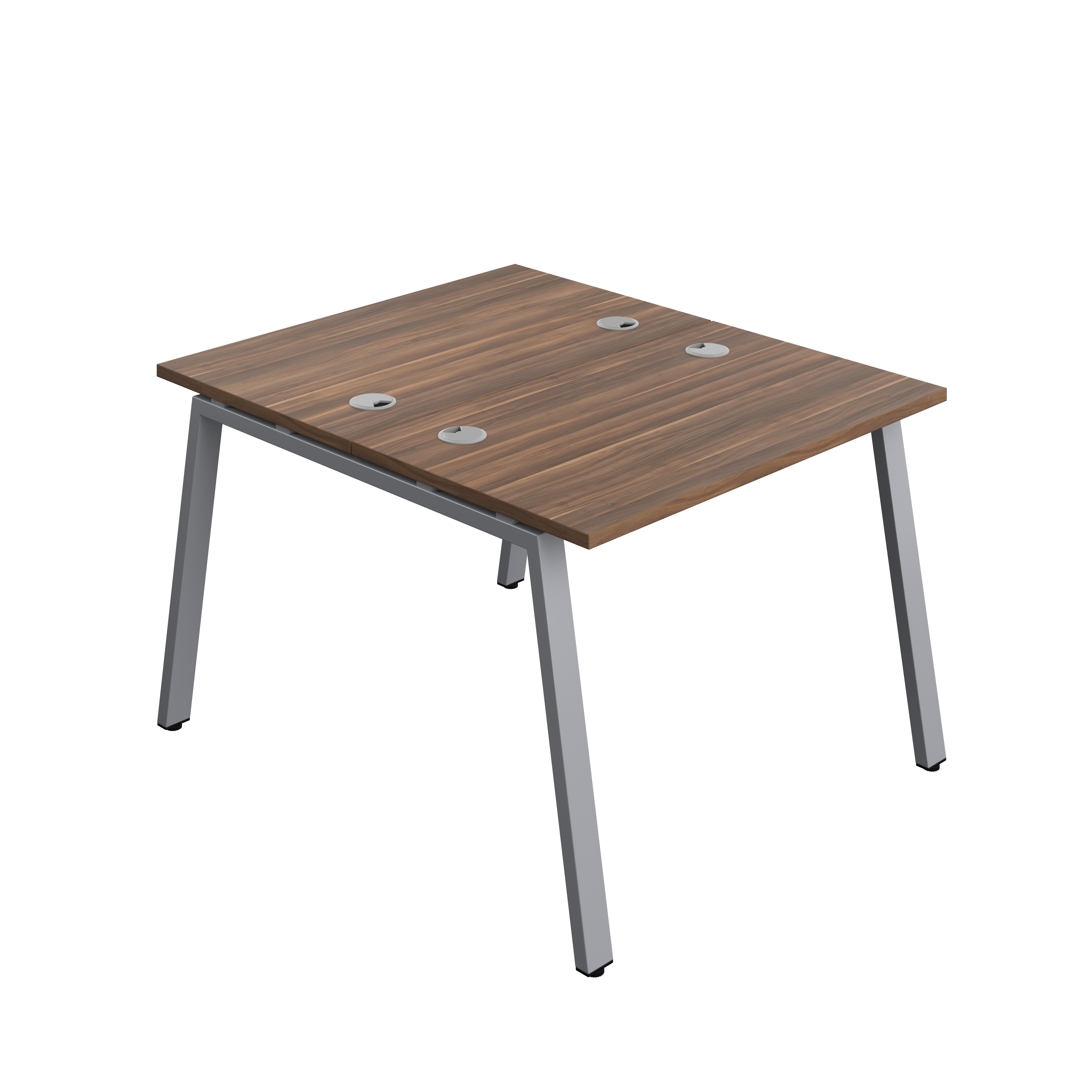 Synergy Bench with Cable Ports: 2 Person (FSC) : A-Frame Leg : 1000 | 700 | Dark Walnut/Silver