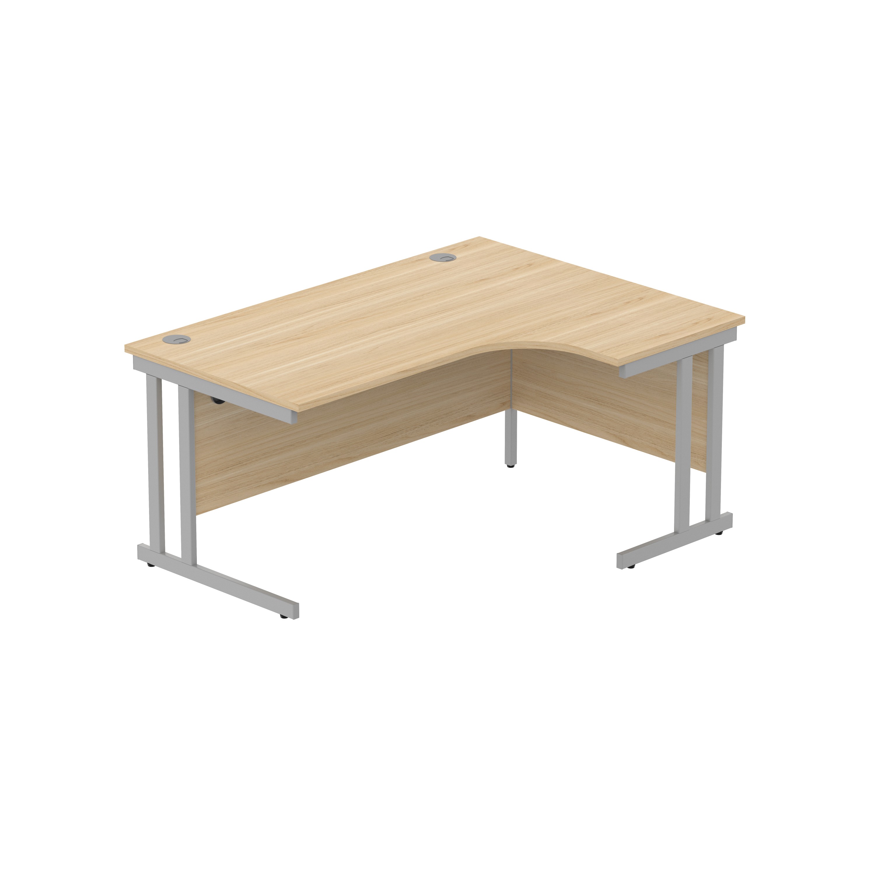 Office+Right+Hand+Corner+Desk+with+Steel+Double+Upright+Cantilever+Frame+%28FSC%29+1600X1200+Canadian+Oak%2FSilver
