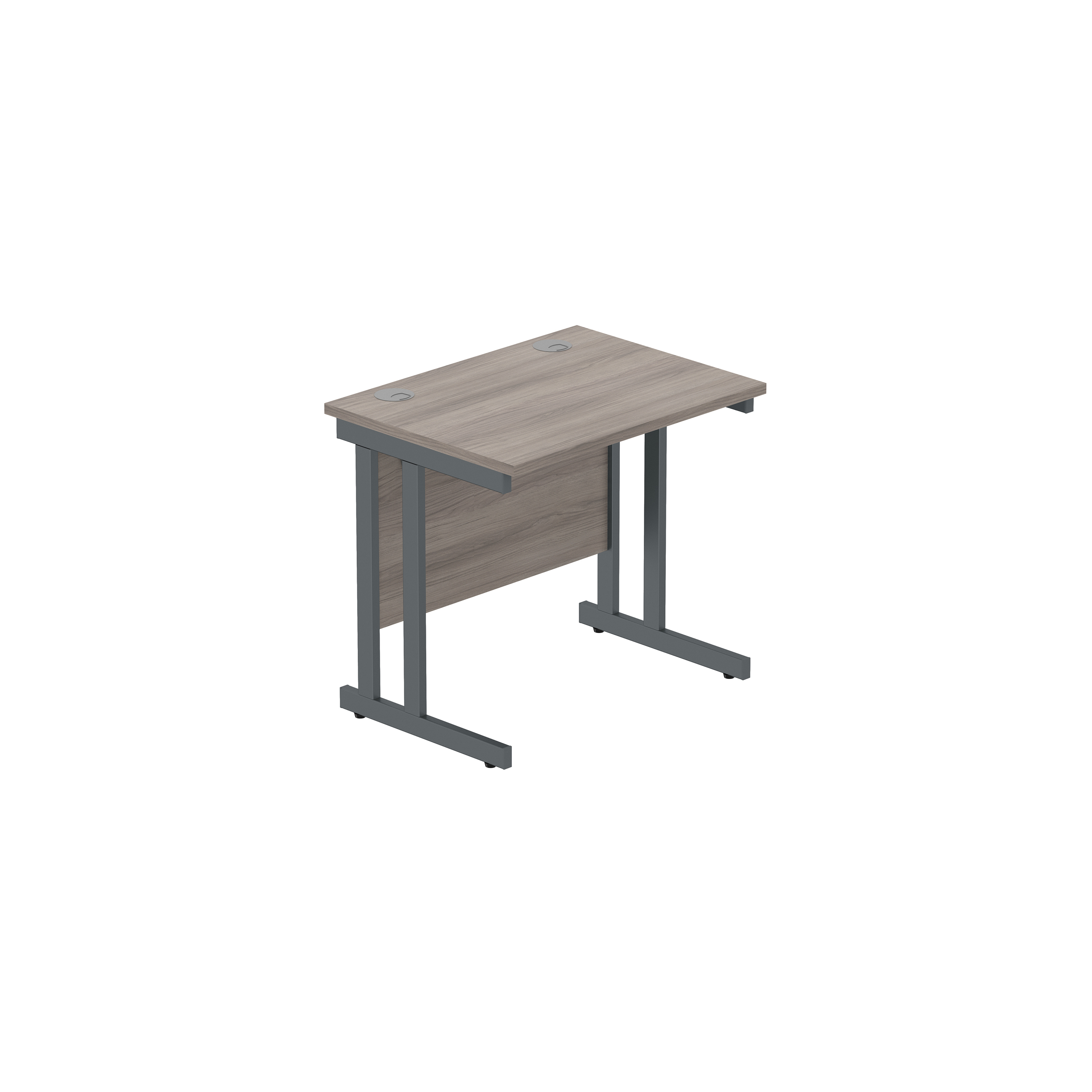 Office Rectangular Desk with Steel Double Upright Cantilever Frame (FSC) | 800X600 | Alaskan Grey Oak/Graphite thumbnail 2