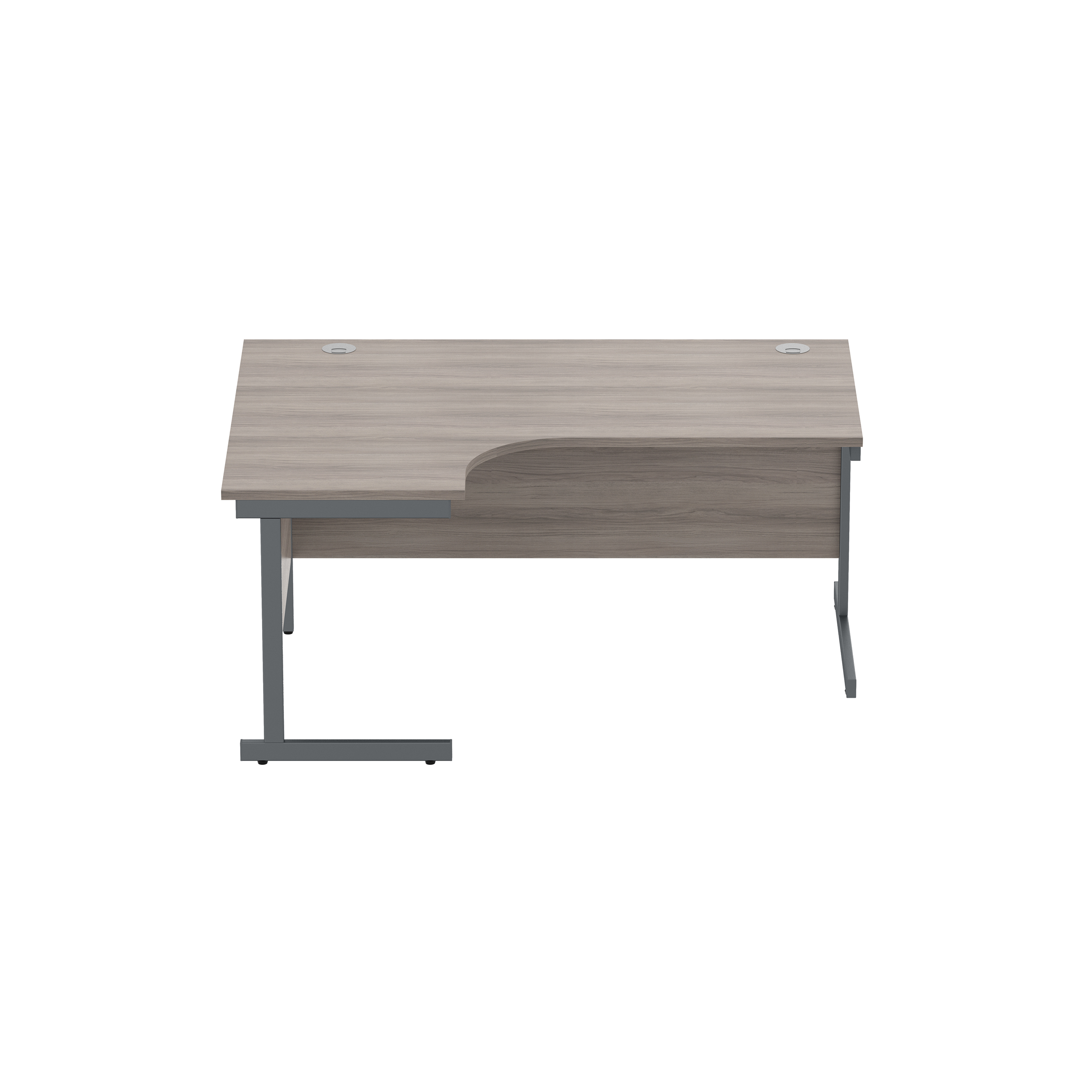 Office Left Hand Corner Desk with Steel Single Upright Cantilever Frame (FSC) | 1600X1200 | Alaskan Grey Oak/Graphite thumbnail 3