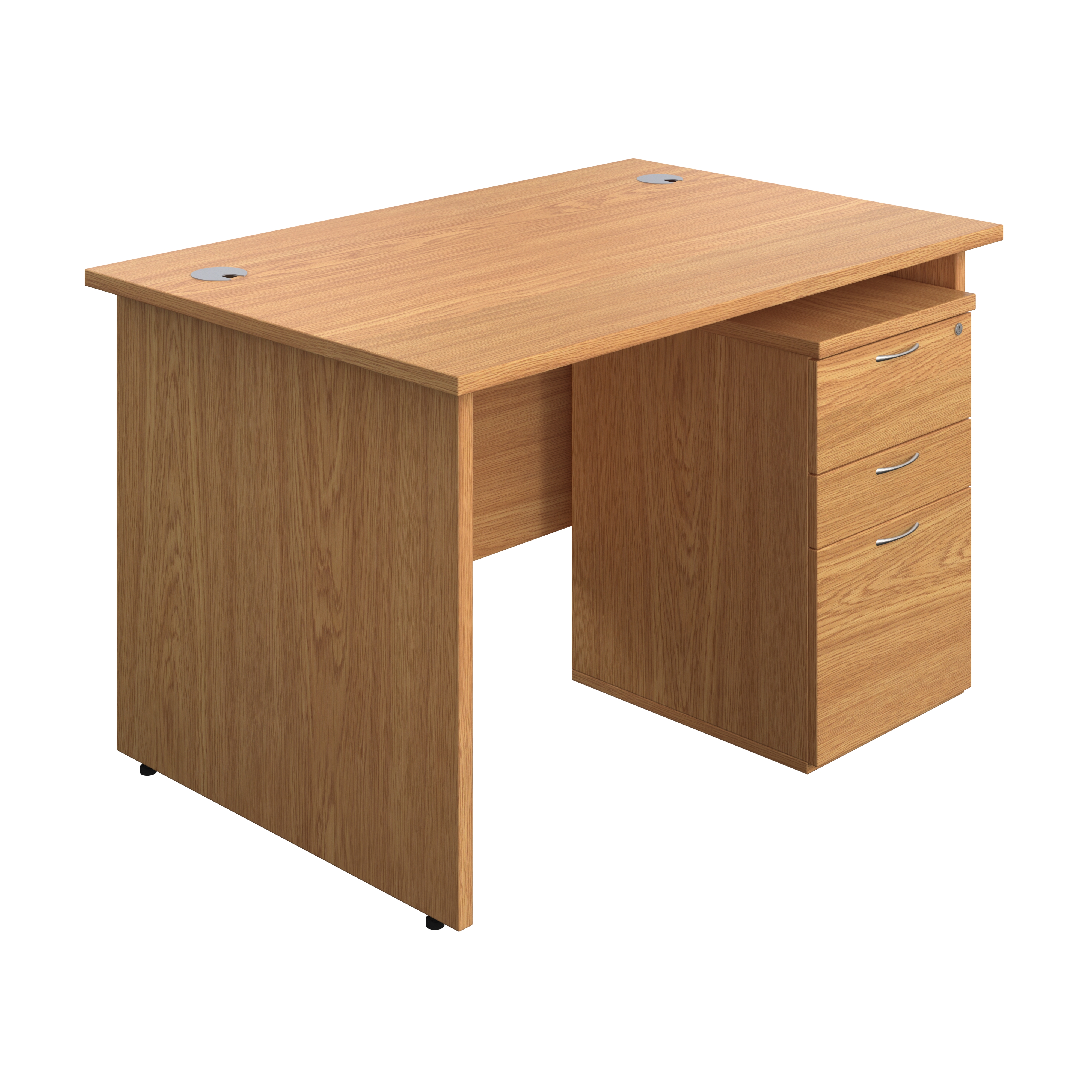 Panel Rectangular Desk + 3 Drawer Under Desk Pedestal Bundle (FSC) | 1200X800 | Nova Oak/Nova Oak