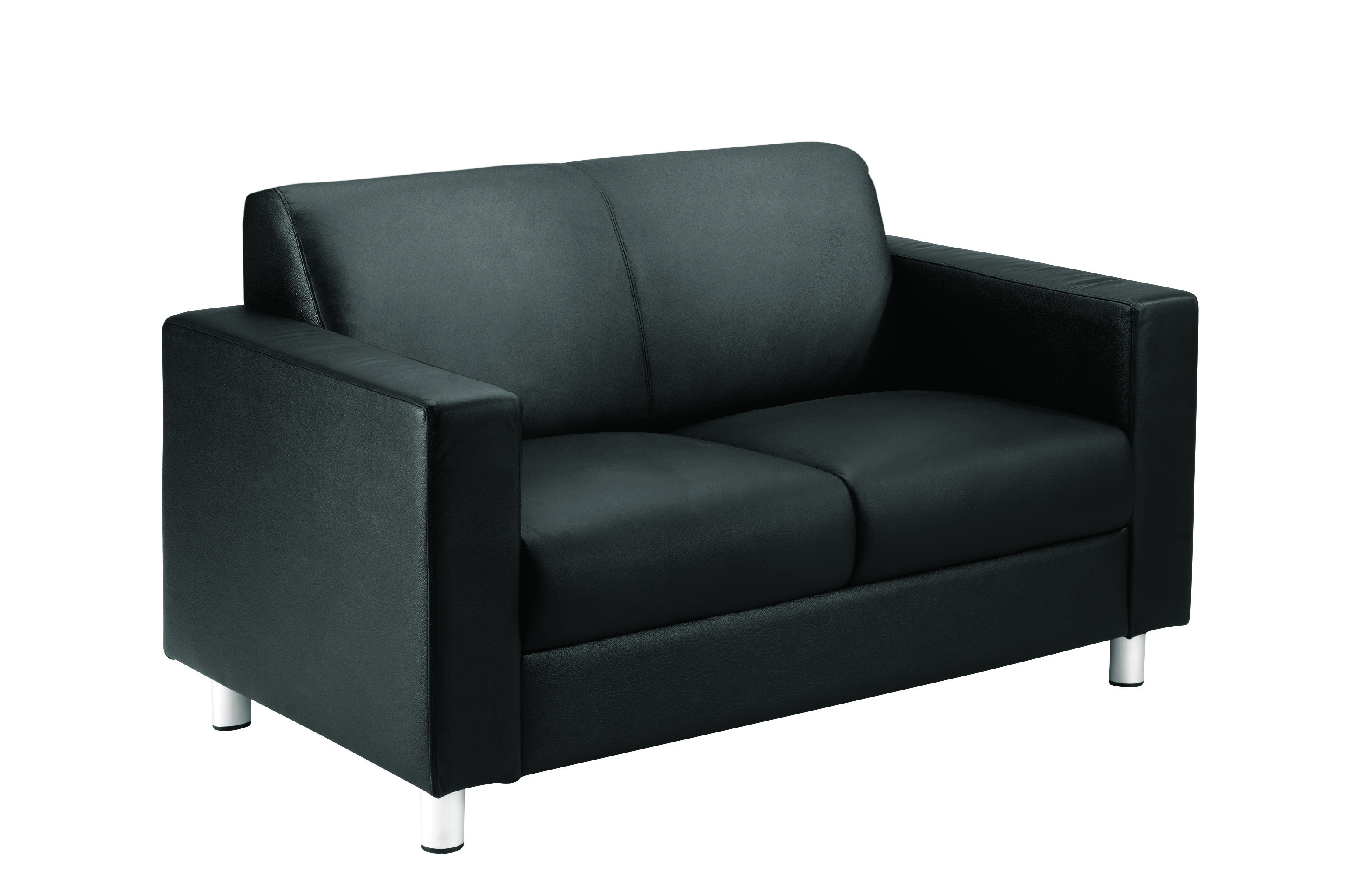 Iceberg+Leather+Faced+Sofa+Metal+Feet+Black