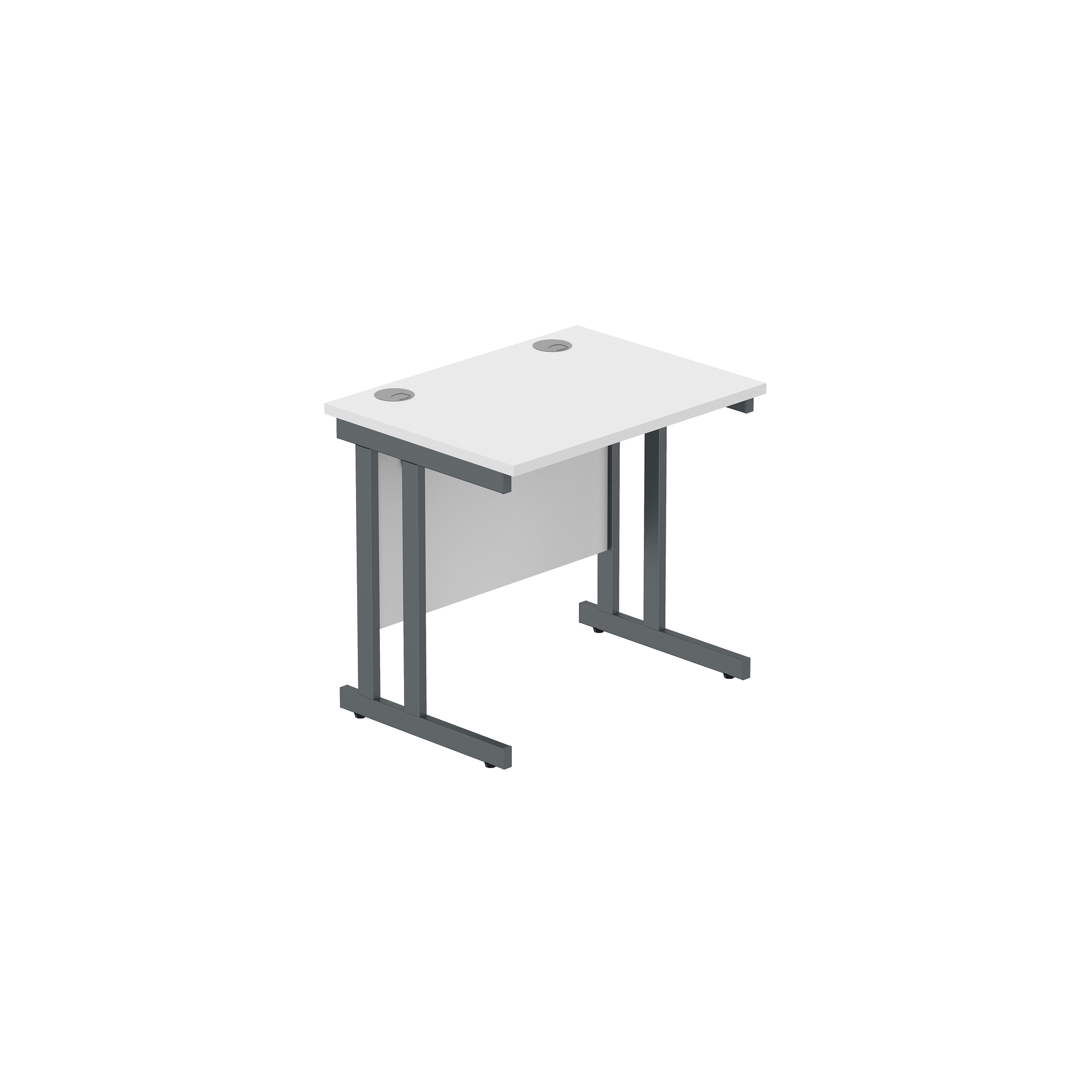 Office Rectangular Desk with Steel Double Upright Cantilever Frame (FSC) | 800X600 | Arctic White/Graphite thumbnail 2