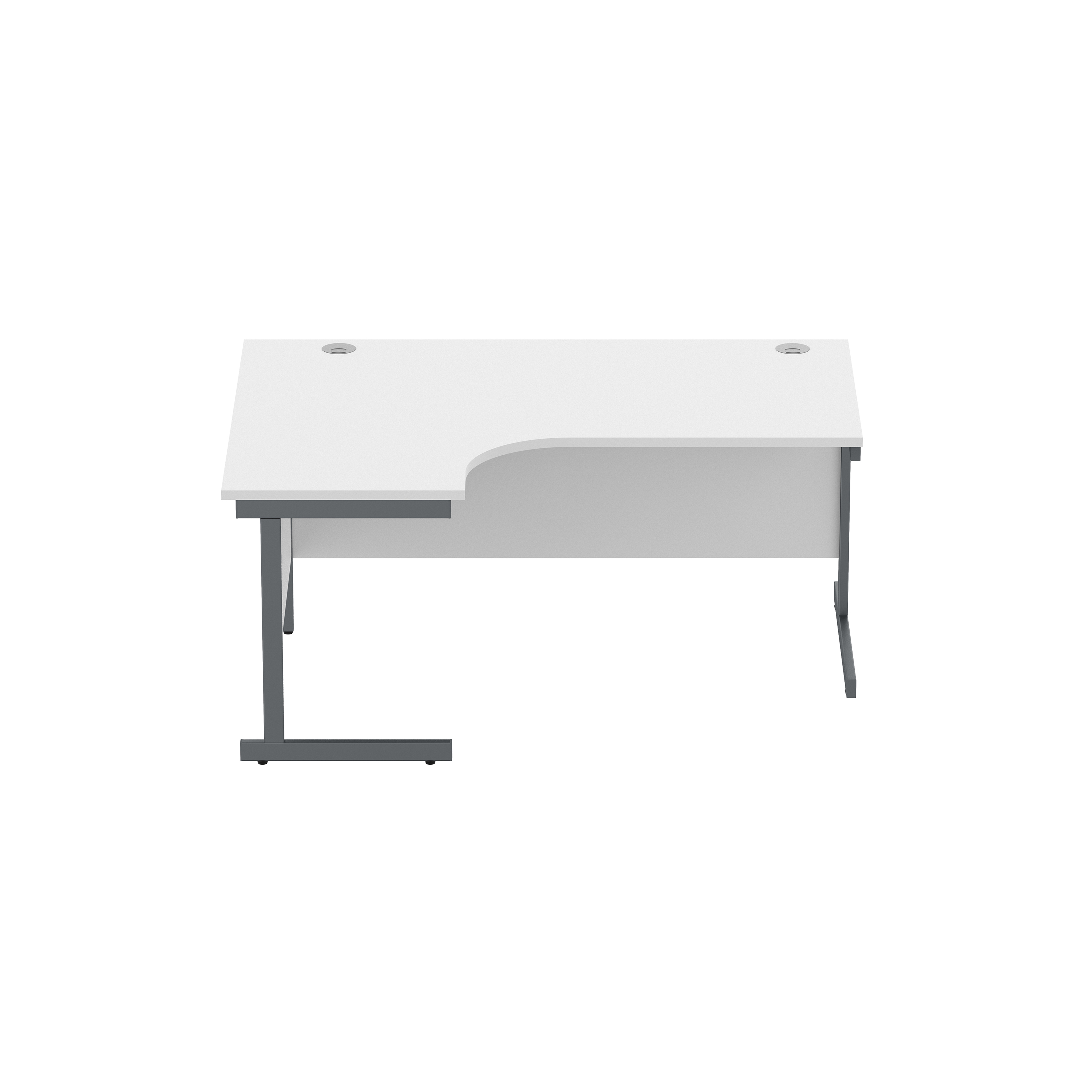 Office Left Hand Corner Desk with Steel Single Upright Cantilever Frame (FSC) | 1600X1200 | Arctic White/Graphite thumbnail 3