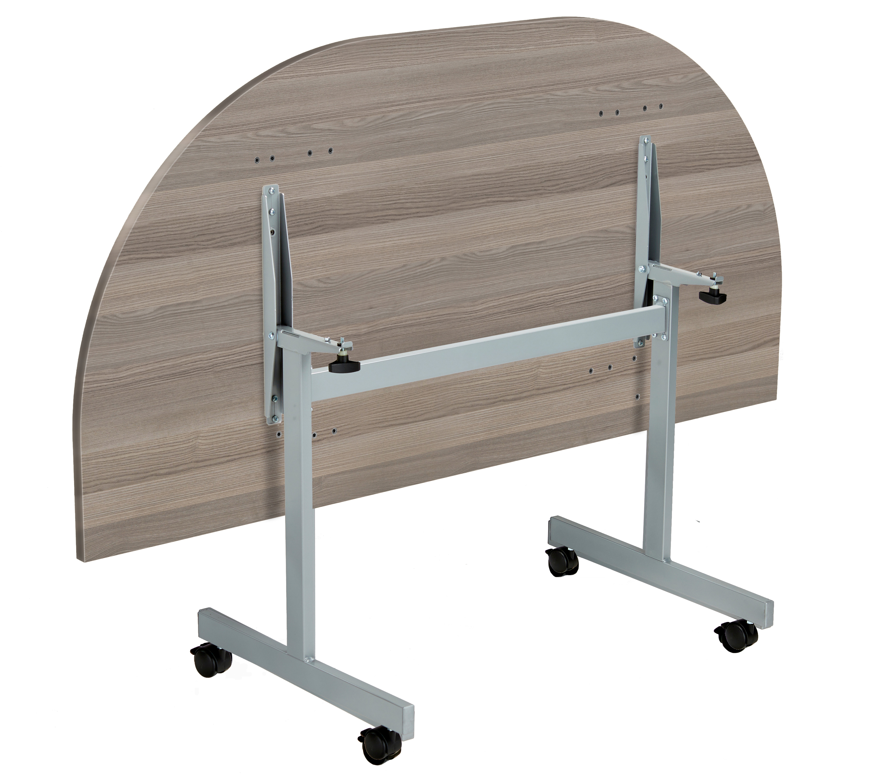One Eighty D-End Tilting Table (FSC) | 1600 X 800 | Grey Oak/Silver thumbnail 4