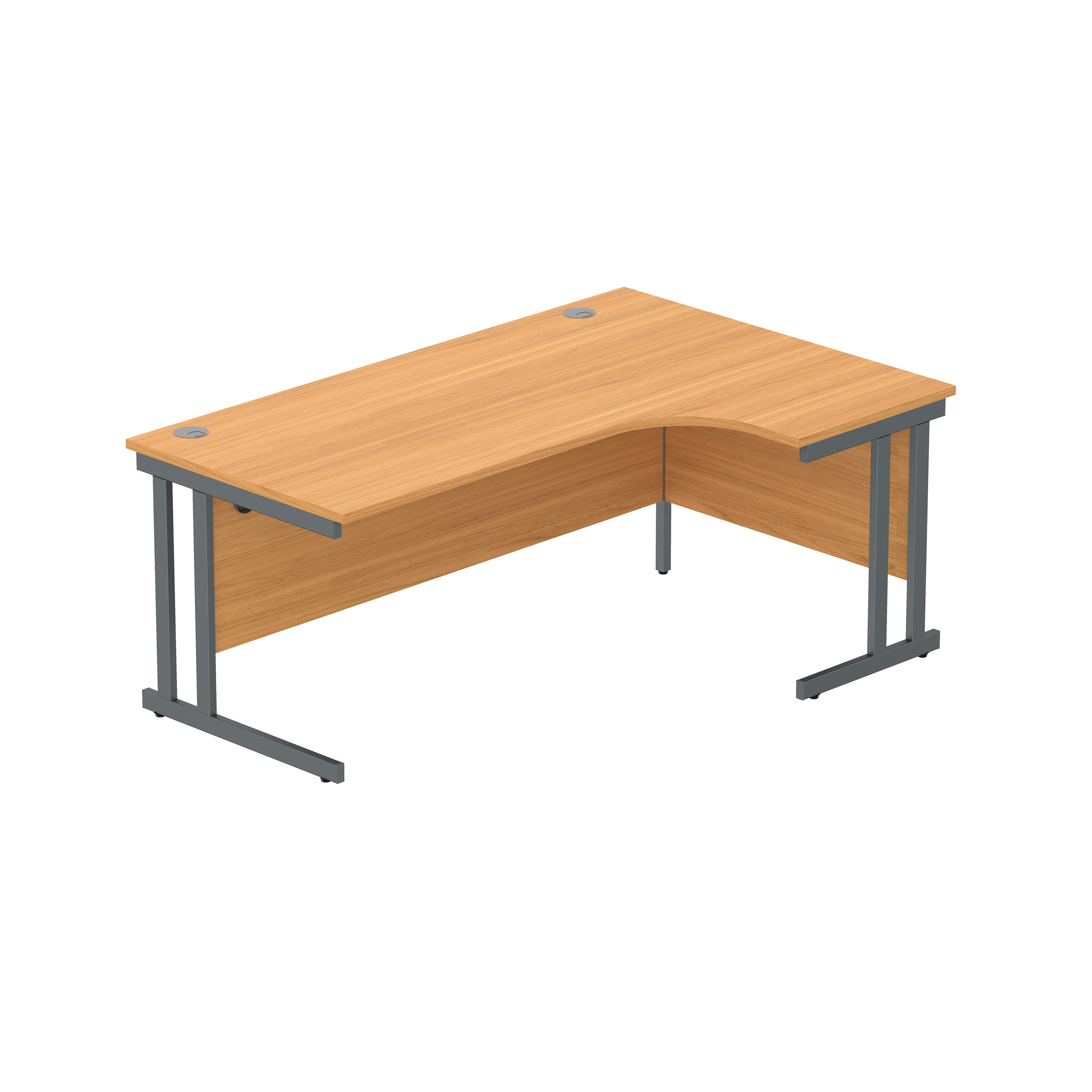 Office Right Hand Corner Desk with Steel Double Upright Cantilever Frame (FSC) | 1800X1200 | Beech/Graphite