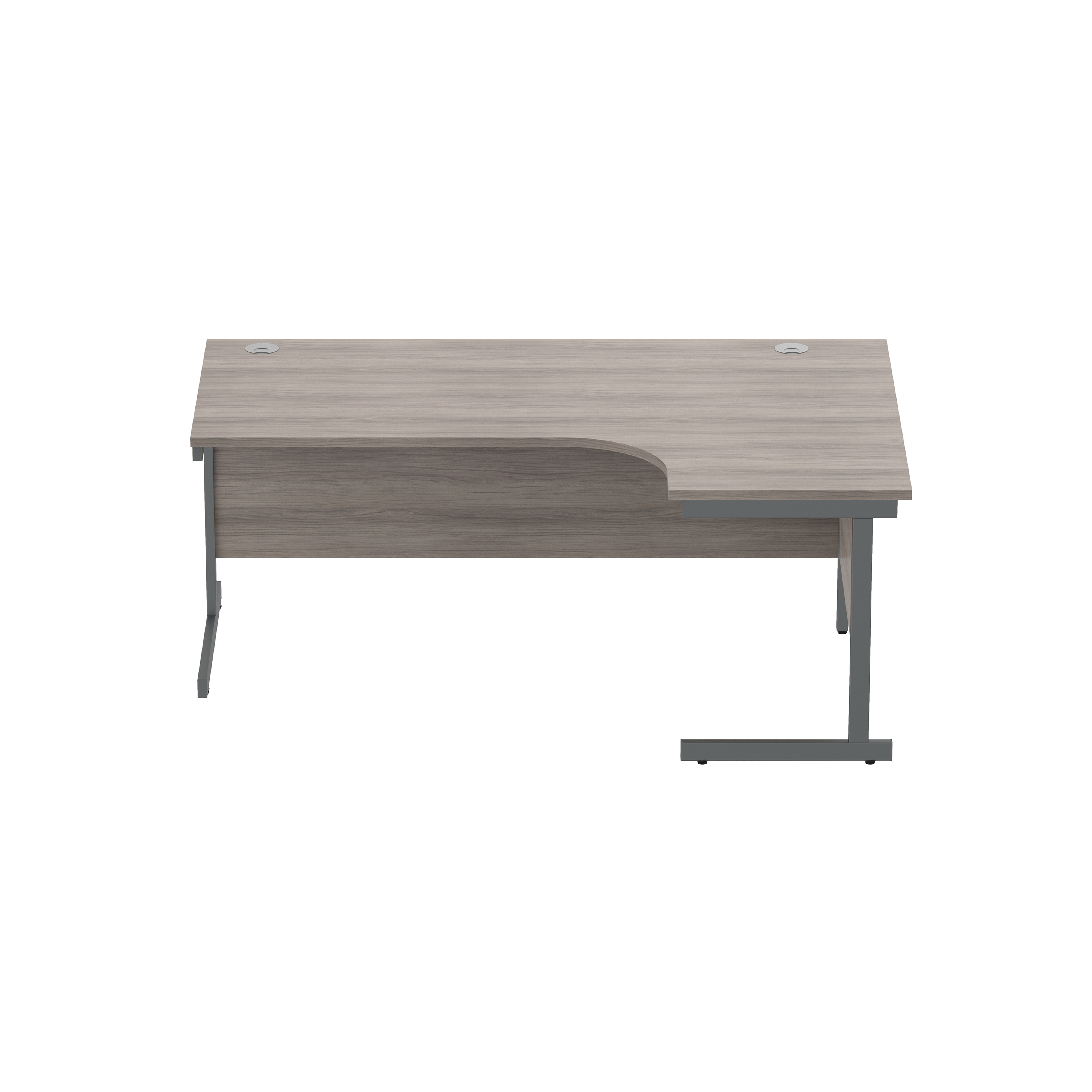 Office Right Hand Corner Desk with Steel Single Upright Cantilever Frame (FSC) | 1800X1200 | Grey Oak/Graphite thumbnail 2