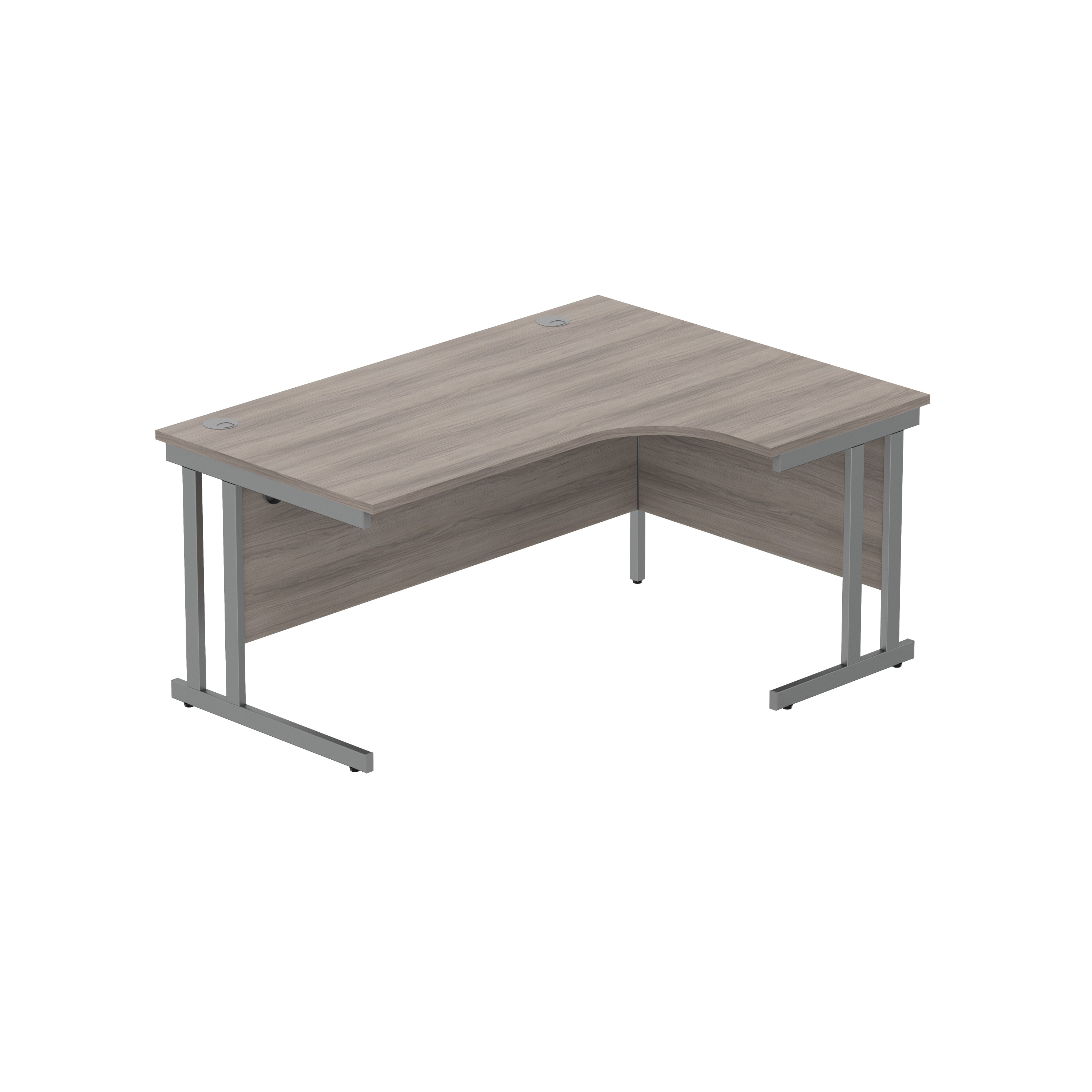 Office Right Hand Corner Desk with Steel Double Upright Cantilever Frame (FSC) | 1600X1200 | Alaskan Grey Oak/Graphite