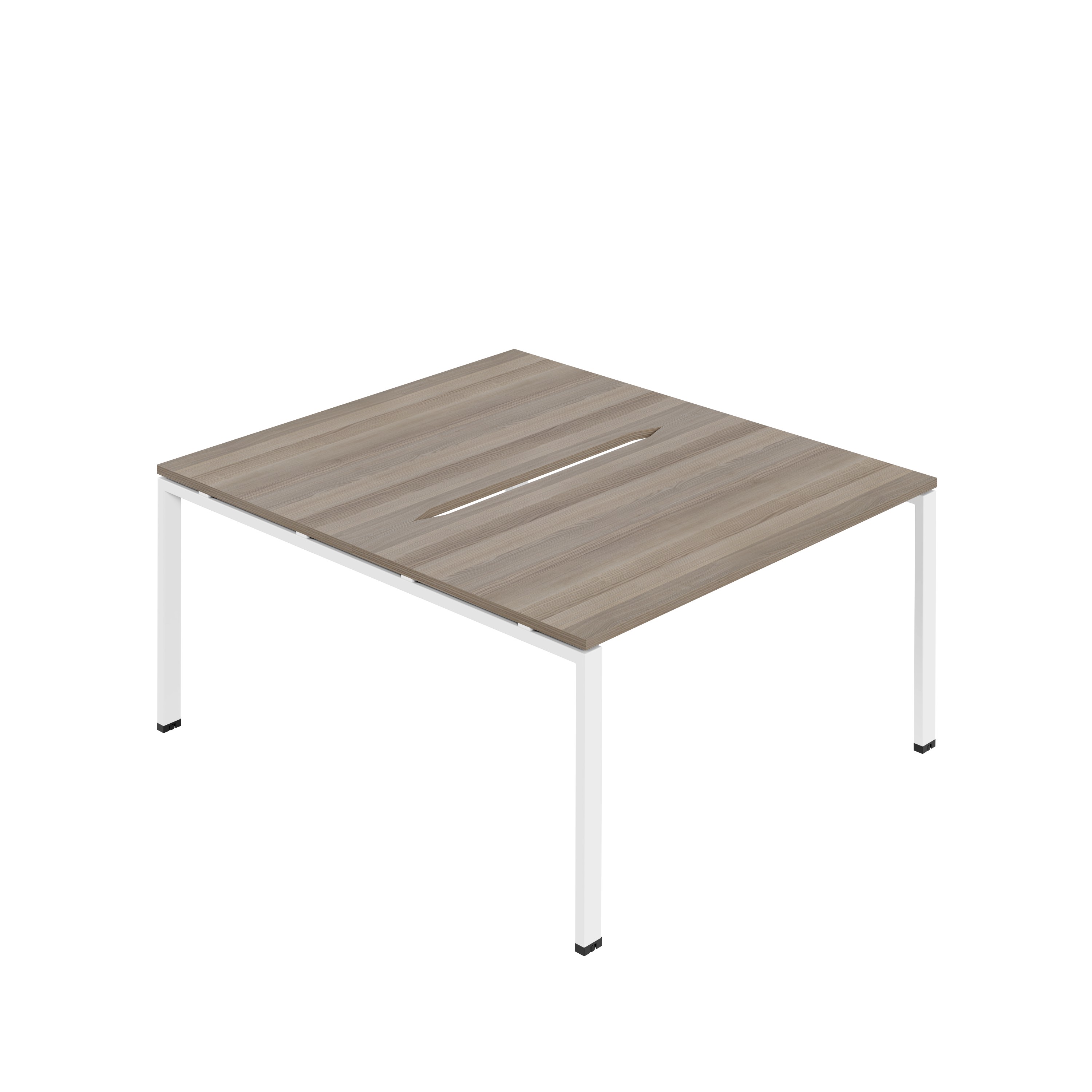 Synergy Bench with Cut Out: 2 Person (FSC) : Goal Post Leg : 1200 | 800 | Grey Oak/White thumbnail 2