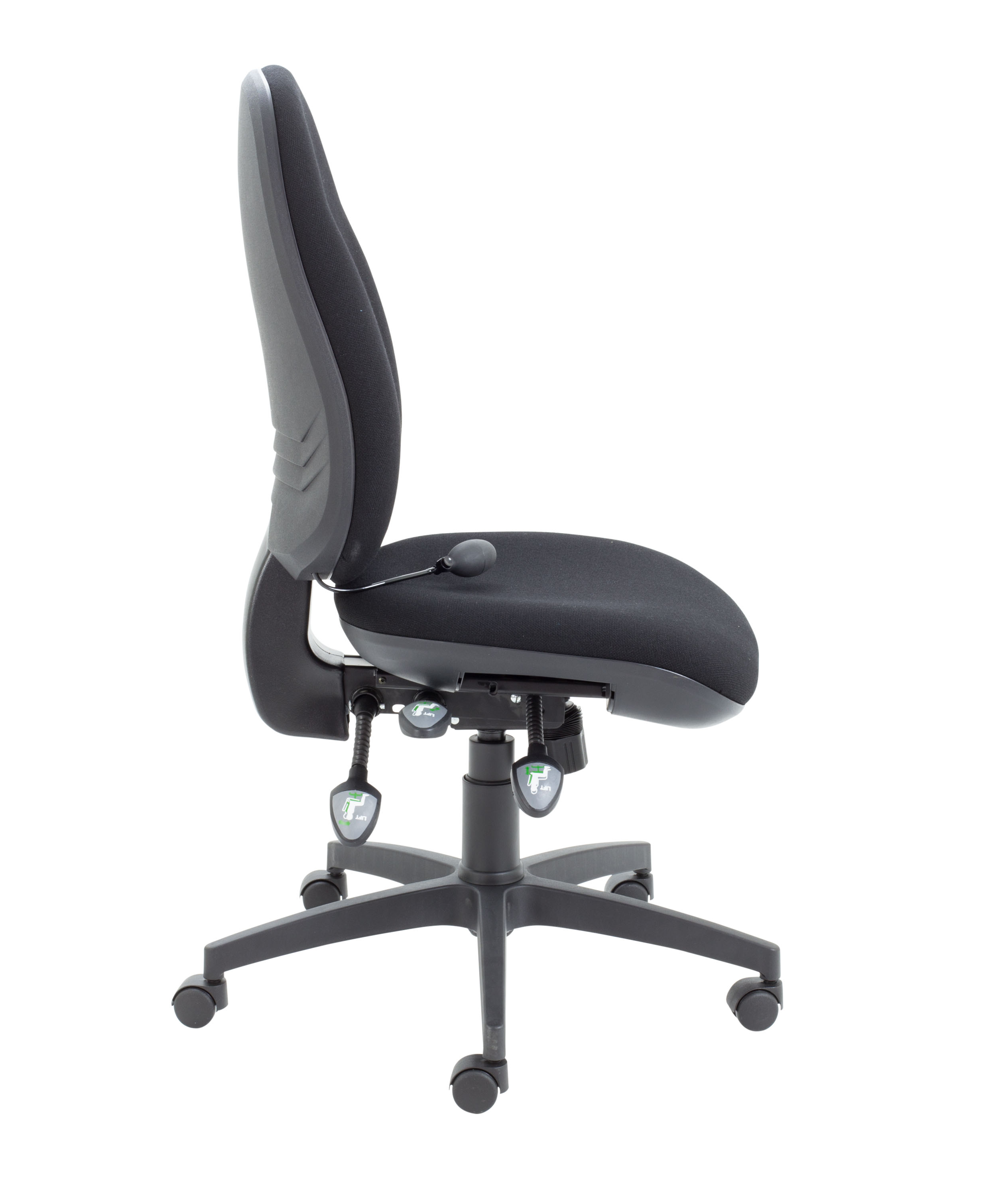 Maxi Ergo Chair with Lumbar Pump | No Arms | Black thumbnail 3