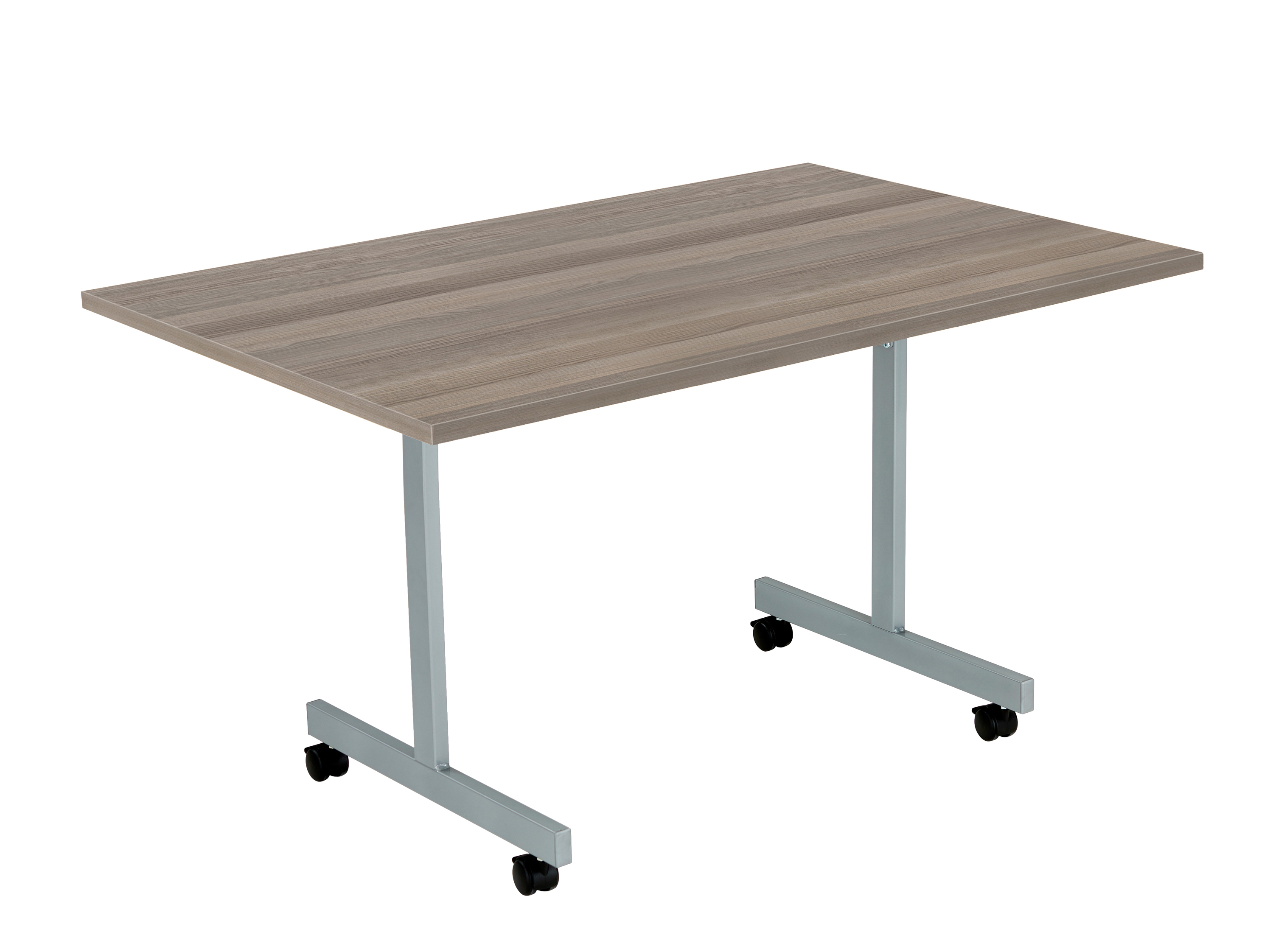 One Eighty Rectangular Tilting Table (FSC) | 1200 X 800 | Grey Oak/Silver