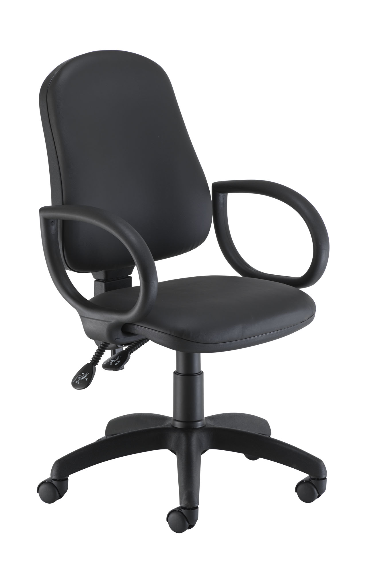 Calypso 2 High Back Operator Chair | Fixed Arms | Black PU