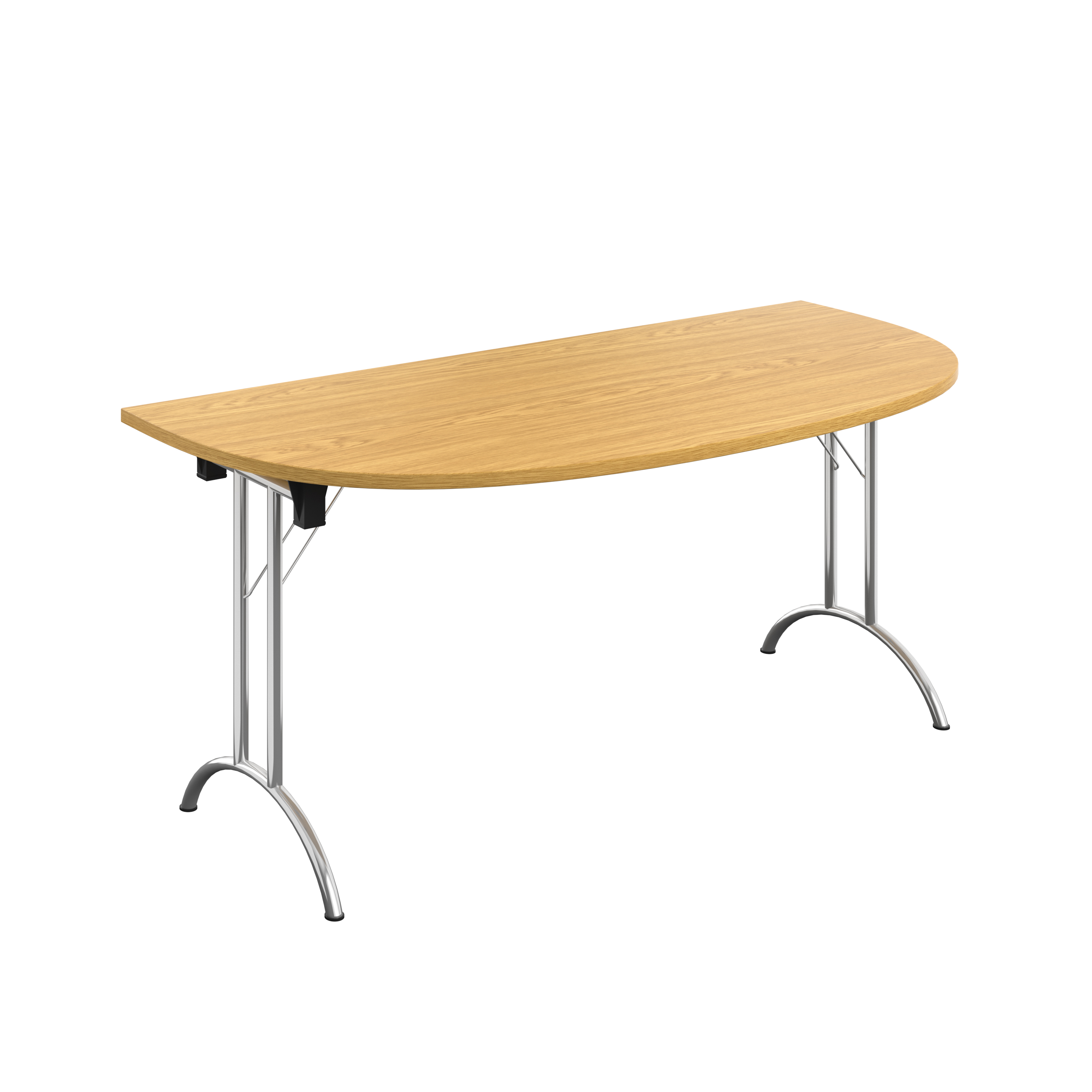 One Union D-End Folding Table (FSC) | 1600 X 800 | Nova Oak/Chrome thumbnail 2