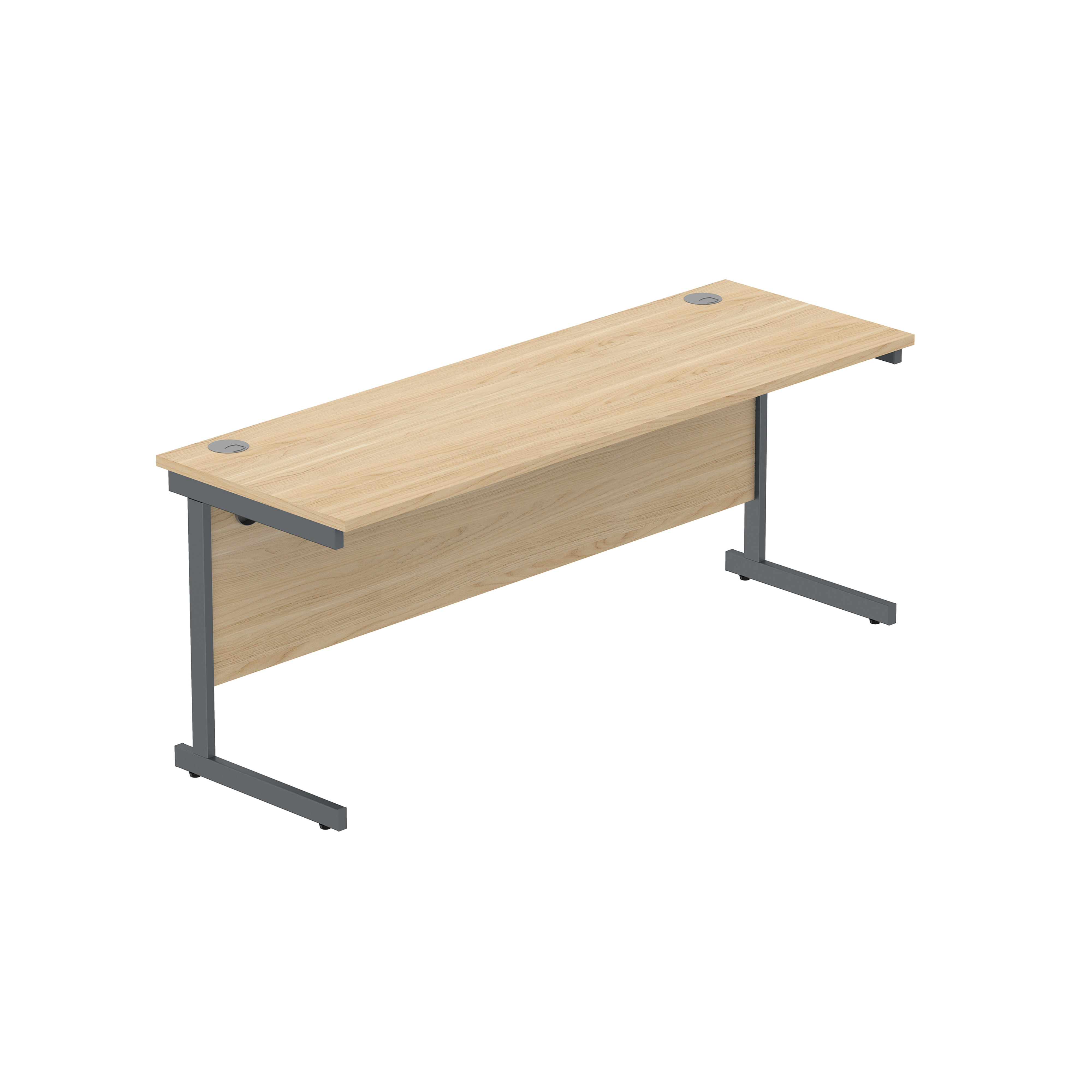 Office Rectangular Desk with Steel Single Upright Cantilever Frame (FSC) | 1800X600 | Canadian Oak/Graphite