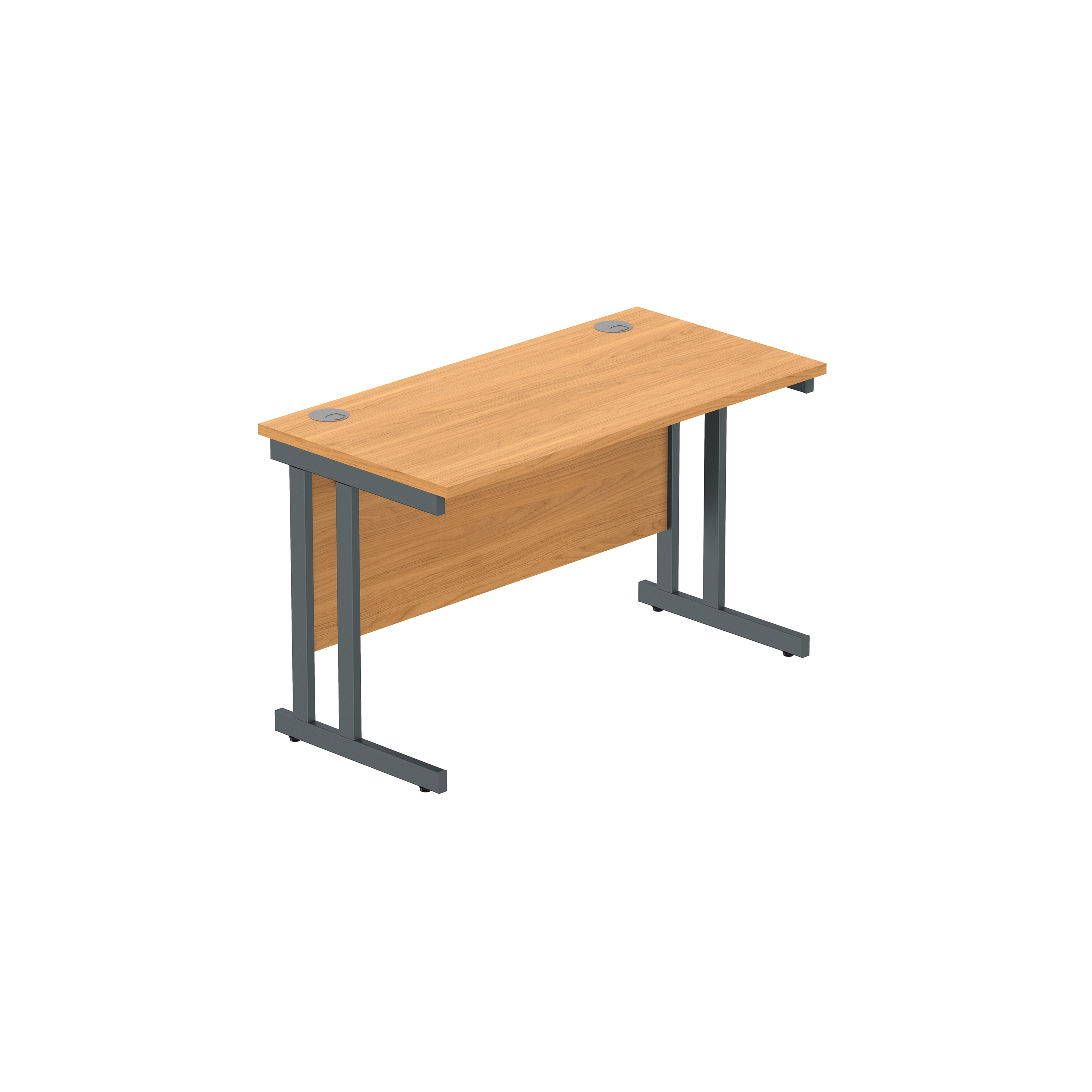 Office Rectangular Desk with Steel Double Upright Cantilever Frame (FSC) | 1200X600 | Norwegian Beech/Graphite thumbnail 2