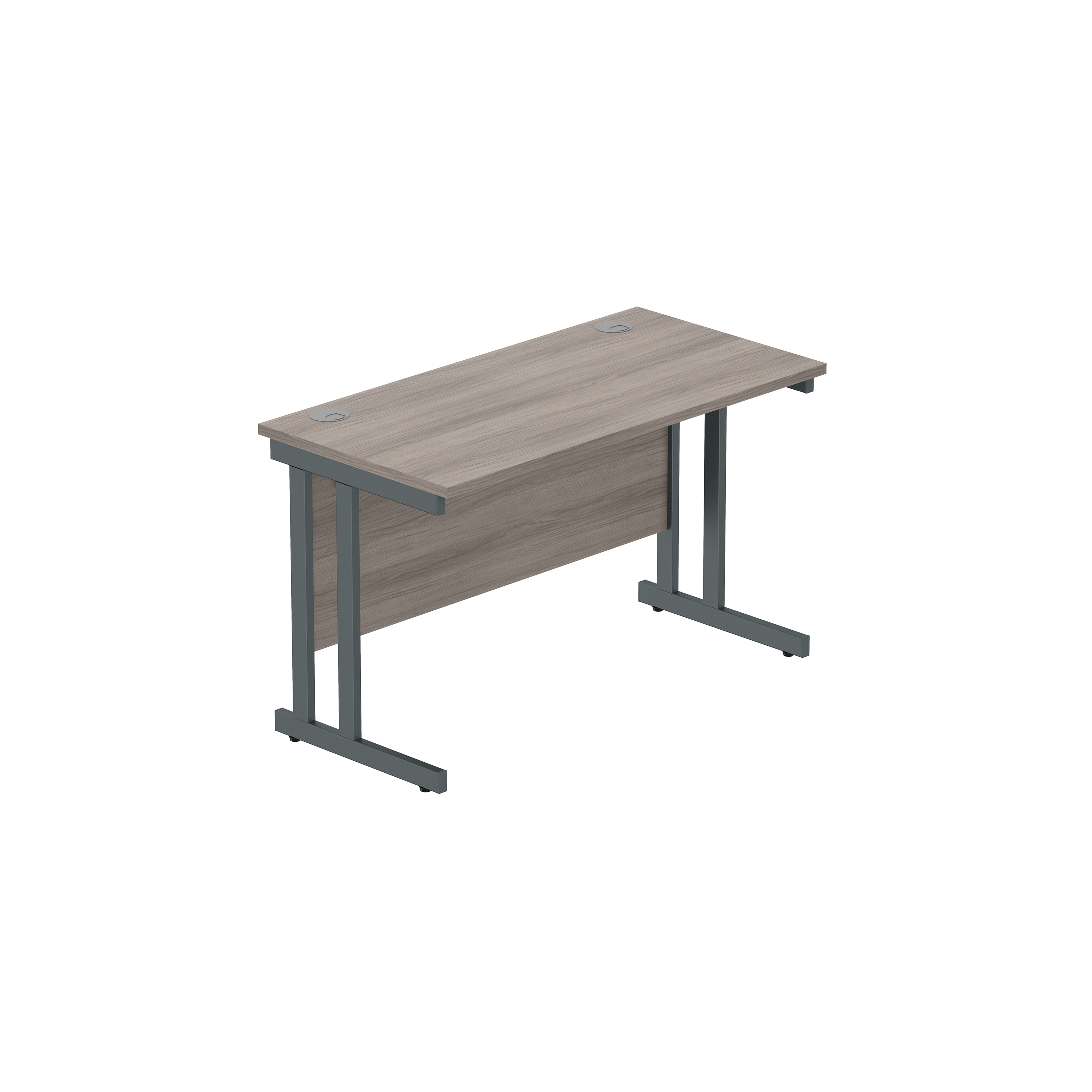 Office Rectangular Desk with Steel Double Upright Cantilever Frame (FSC) | 1200X600 | Alaskan Grey Oak/Graphite thumbnail 2
