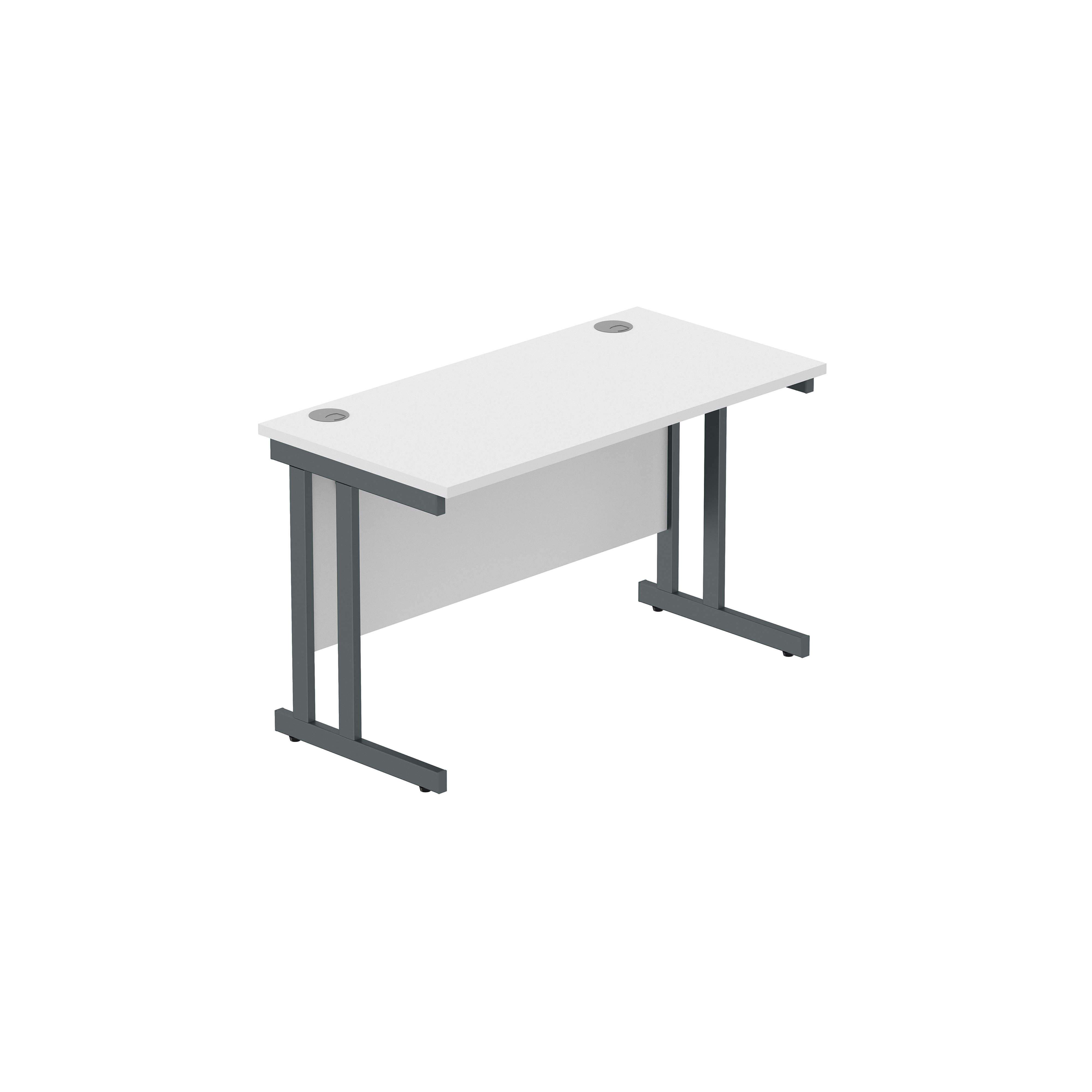 Office Rectangular Desk with Steel Double Upright Cantilever Frame (FSC) | 1200X600 | Arctic White/Graphite thumbnail 2