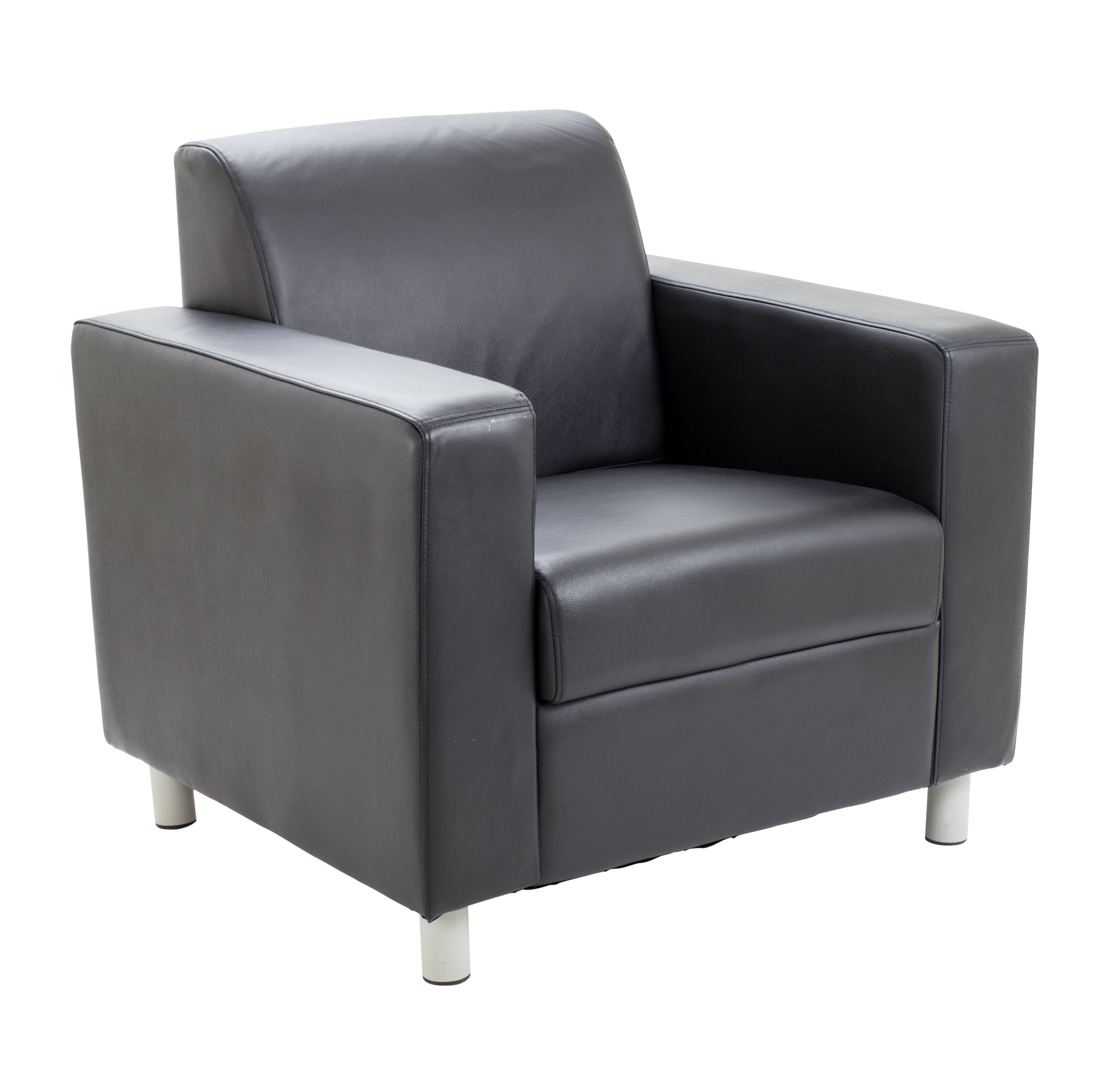 Iceberg+Leather+Faced+Armchair+Metal+Feet+Black