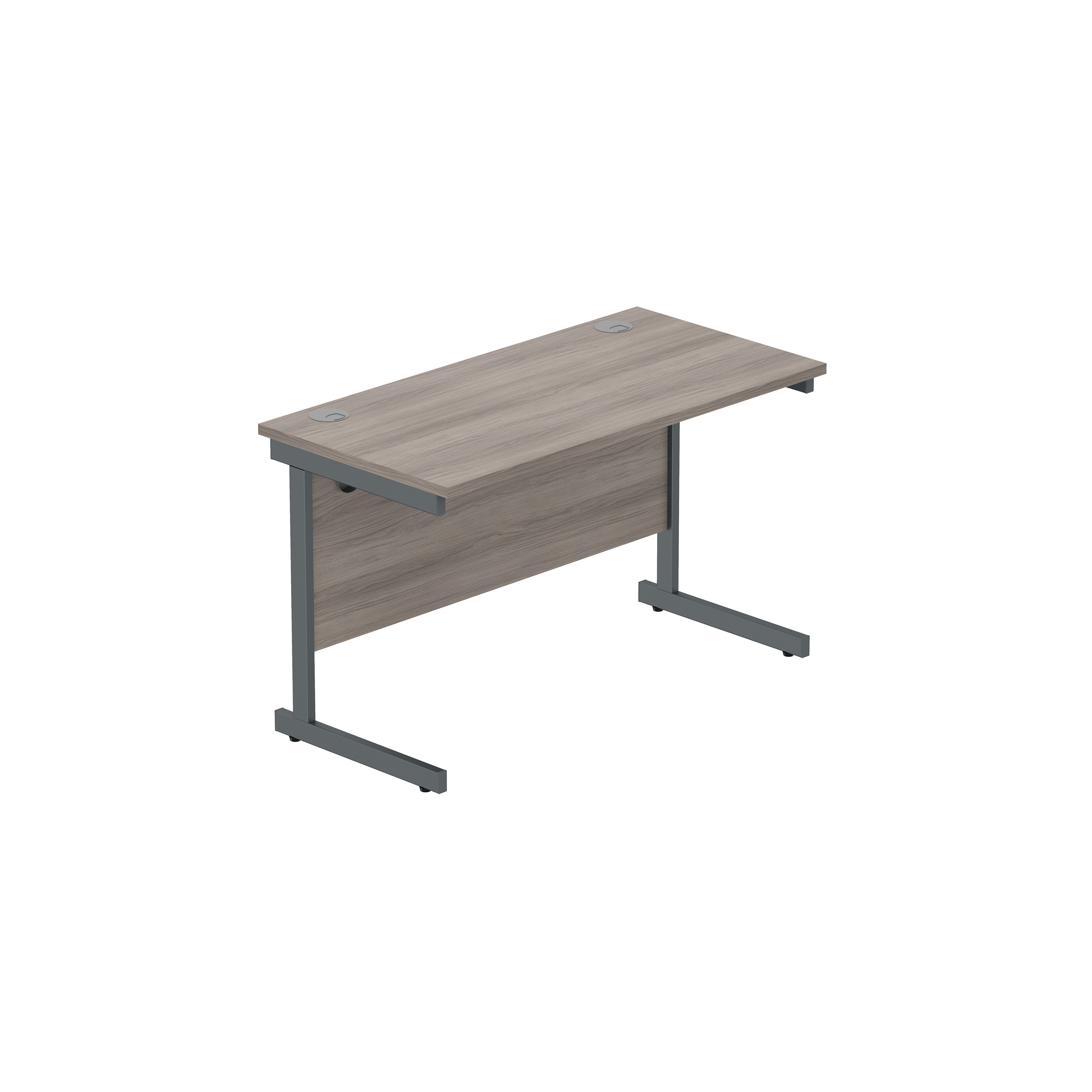 Office Rectangular Desk with Steel Single Upright Cantilever Frame (FSC) | 1200X600 | Alaskan Grey Oak/Graphite thumbnail 2