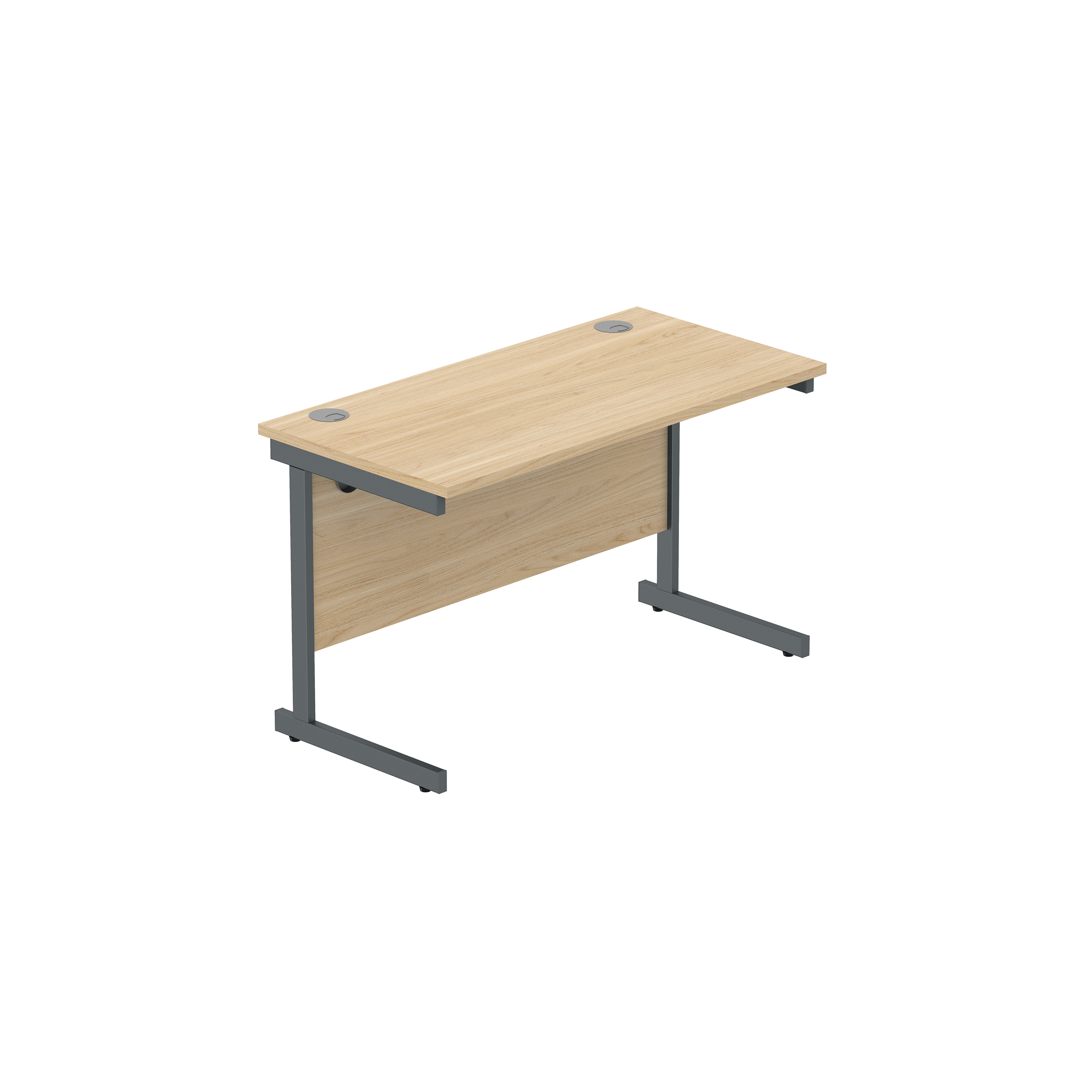Office Rectangular Desk with Steel Single Upright Cantilever Frame (FSC) | 1200X600 | Canadian Oak/Graphite thumbnail 2
