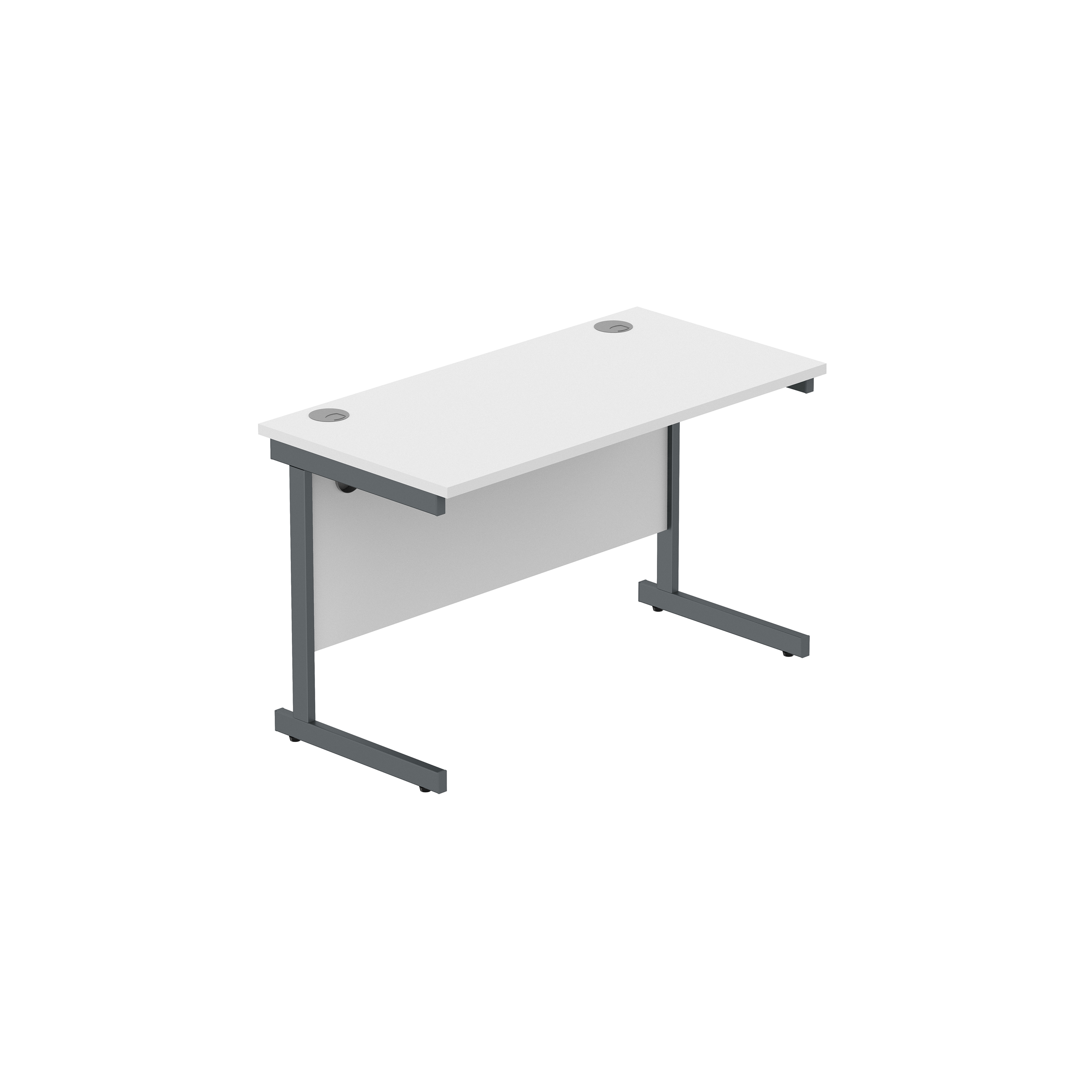 Office Rectangular Desk with Steel Single Upright Cantilever Frame (FSC) | 1200X600 | Arctic White/Graphite thumbnail 2