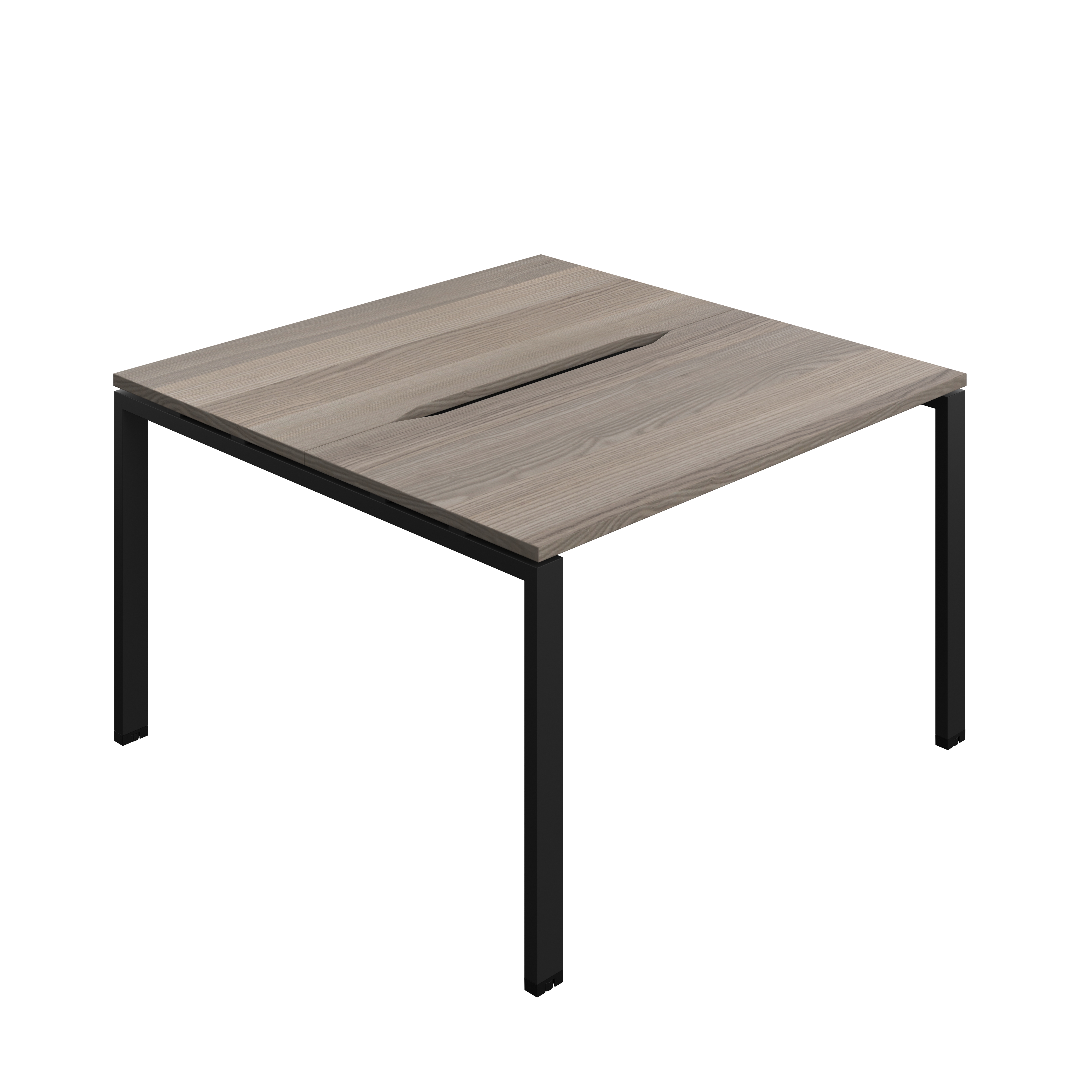 Synergy Bench with Cut Out: 2 Person (FSC) : Goal Post Leg : 1200 | 600 | Grey Oak/Black