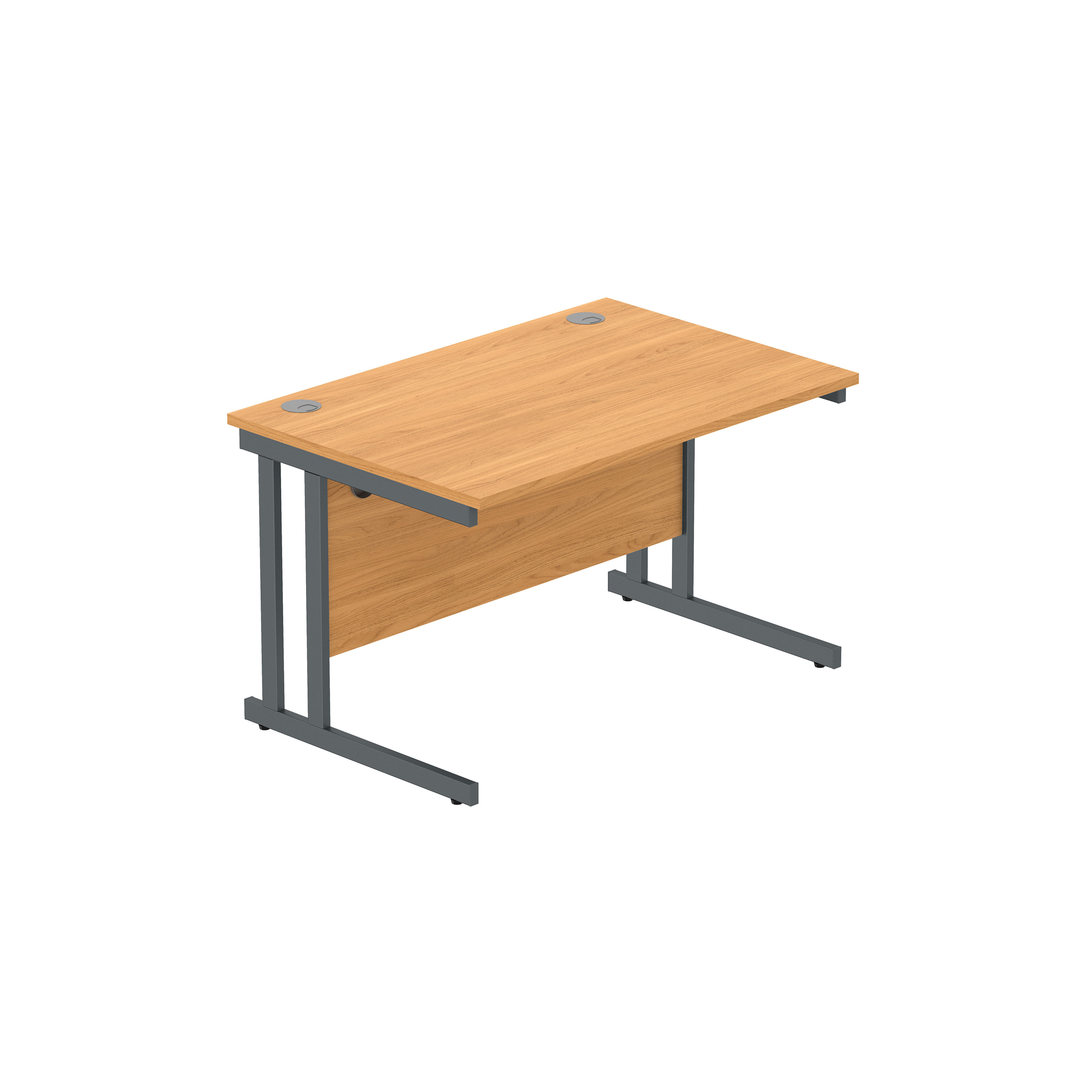 Office Rectangular Desk with Steel Double Upright Cantilever Frame (FSC) | 1200X800 | Norwegian Beech/Graphite thumbnail 2