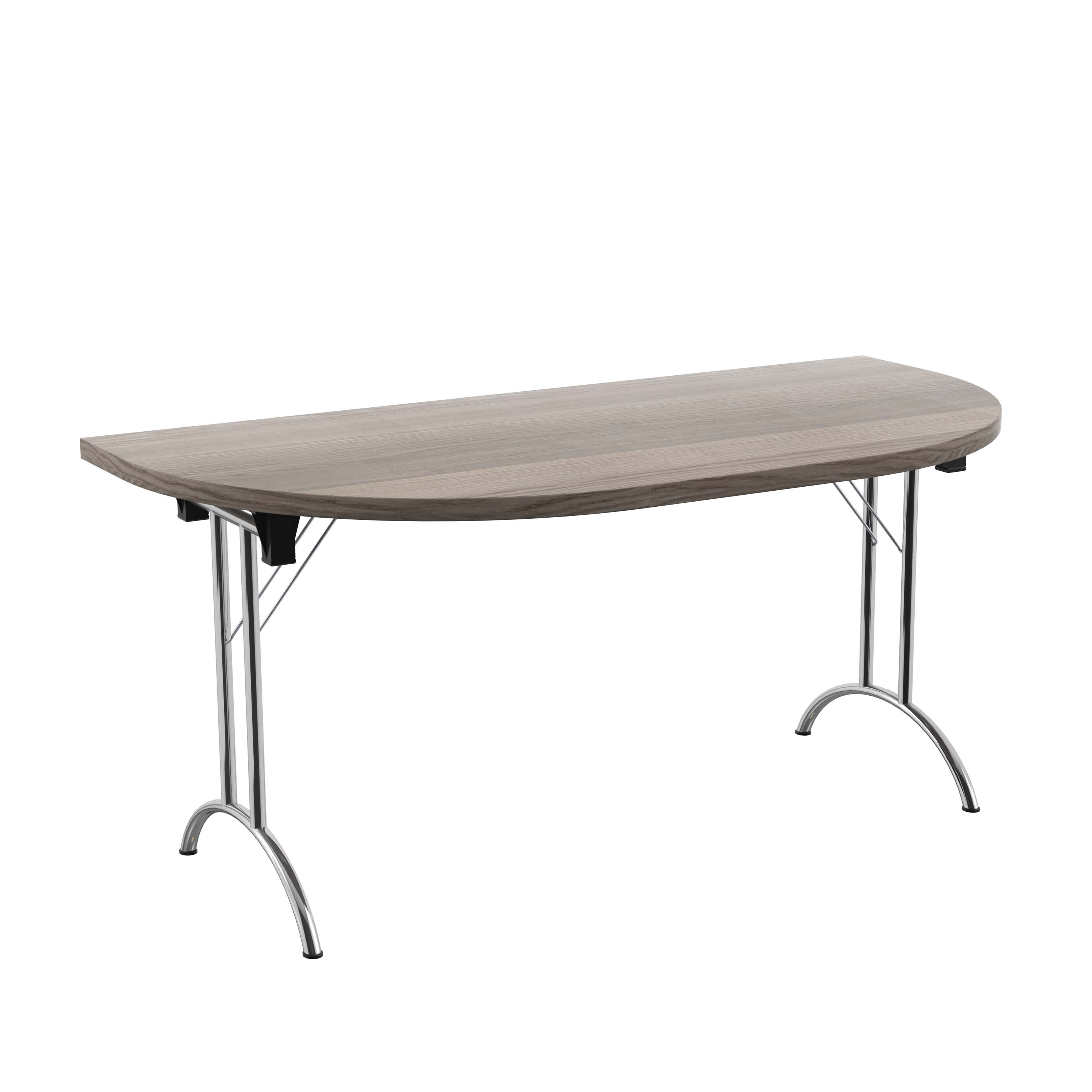 One Union D-End Folding Table (FSC) | 1600 X 800 | Grey Oak/Silver thumbnail 2