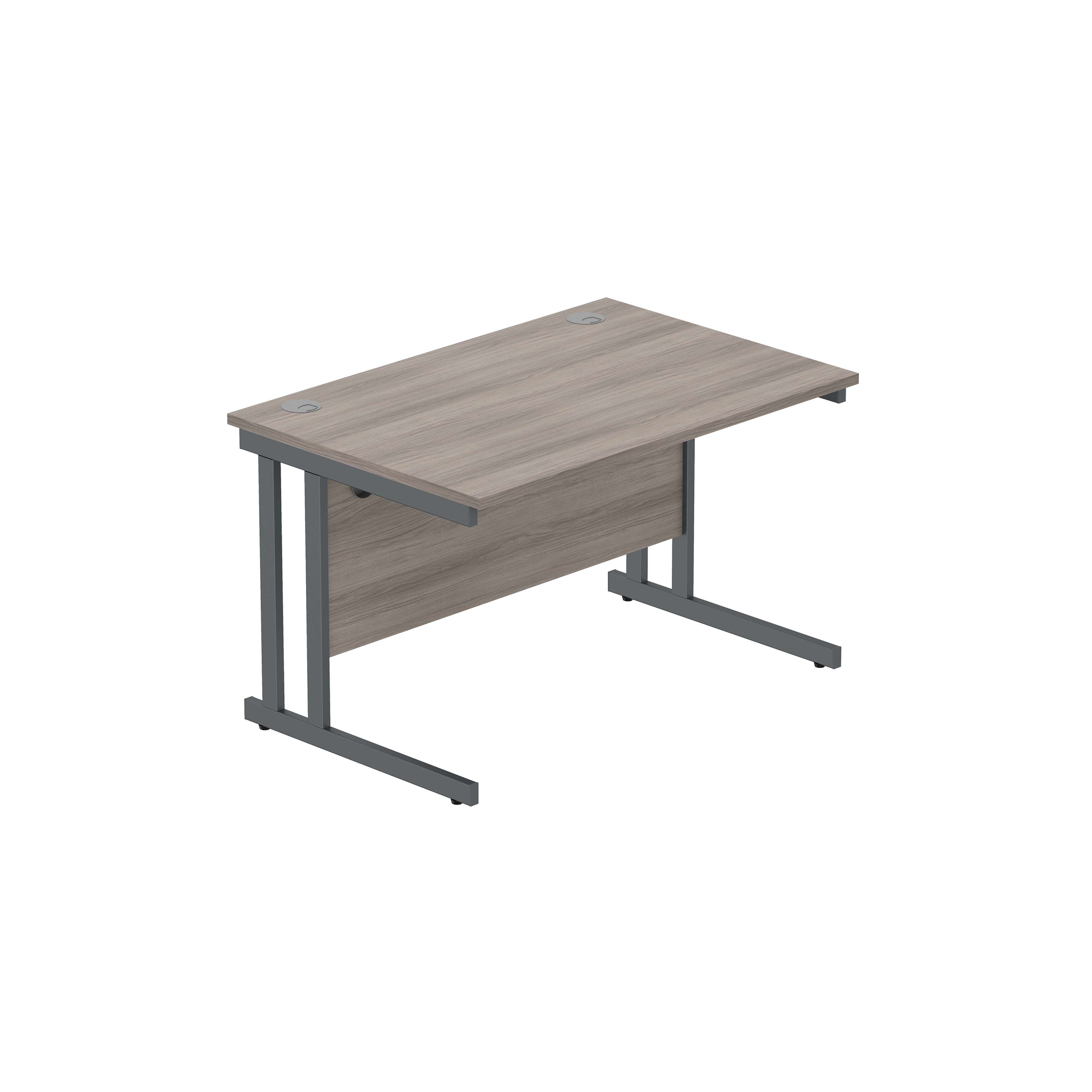 Office Rectangular Desk with Steel Double Upright Cantilever Frame (FSC) | 1200X800 | Alaskan Grey Oak/Graphite thumbnail 2