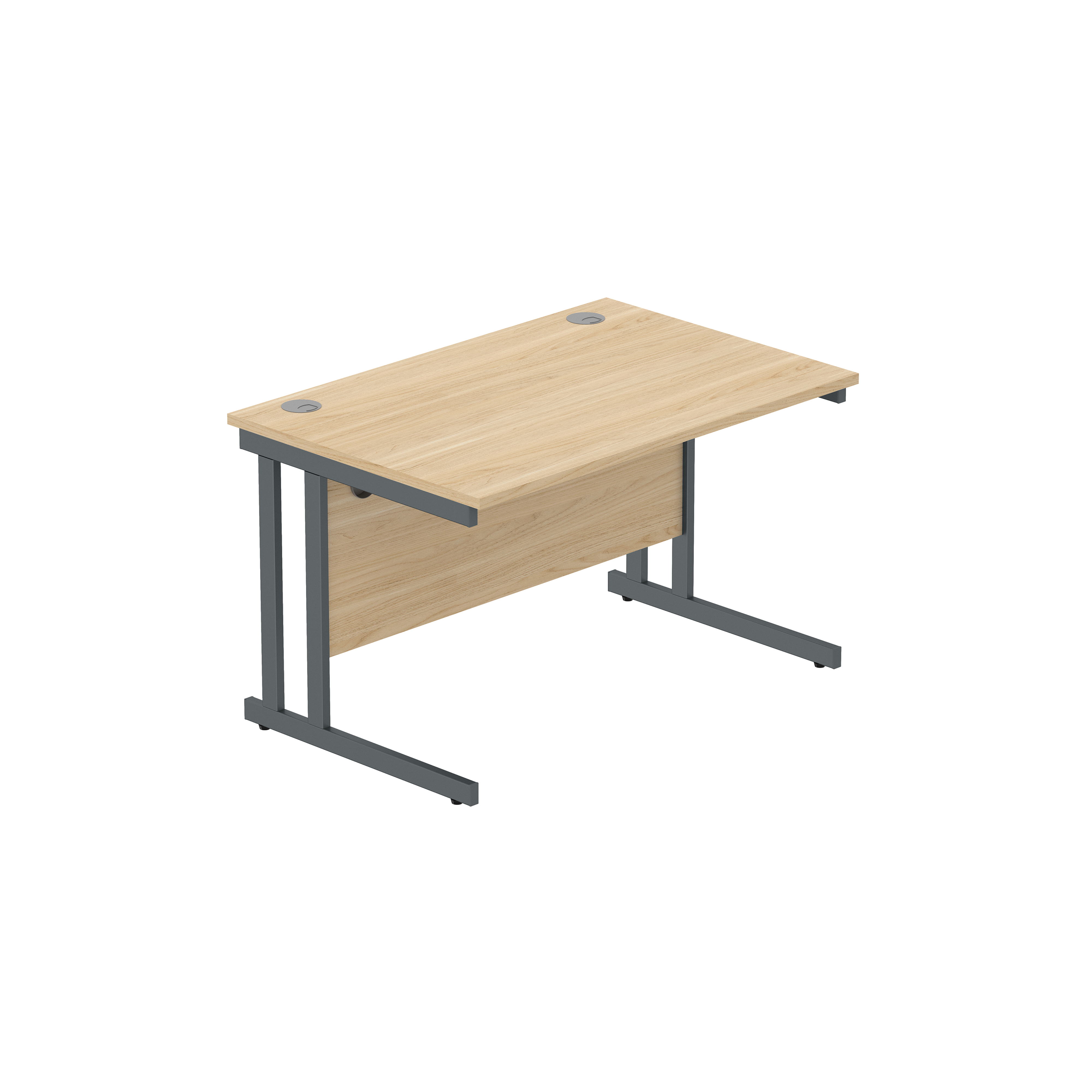 Office Rectangular Desk with Steel Double Upright Cantilever Frame (FSC) | 1200X800 | Canadian Oak/Graphite thumbnail 2