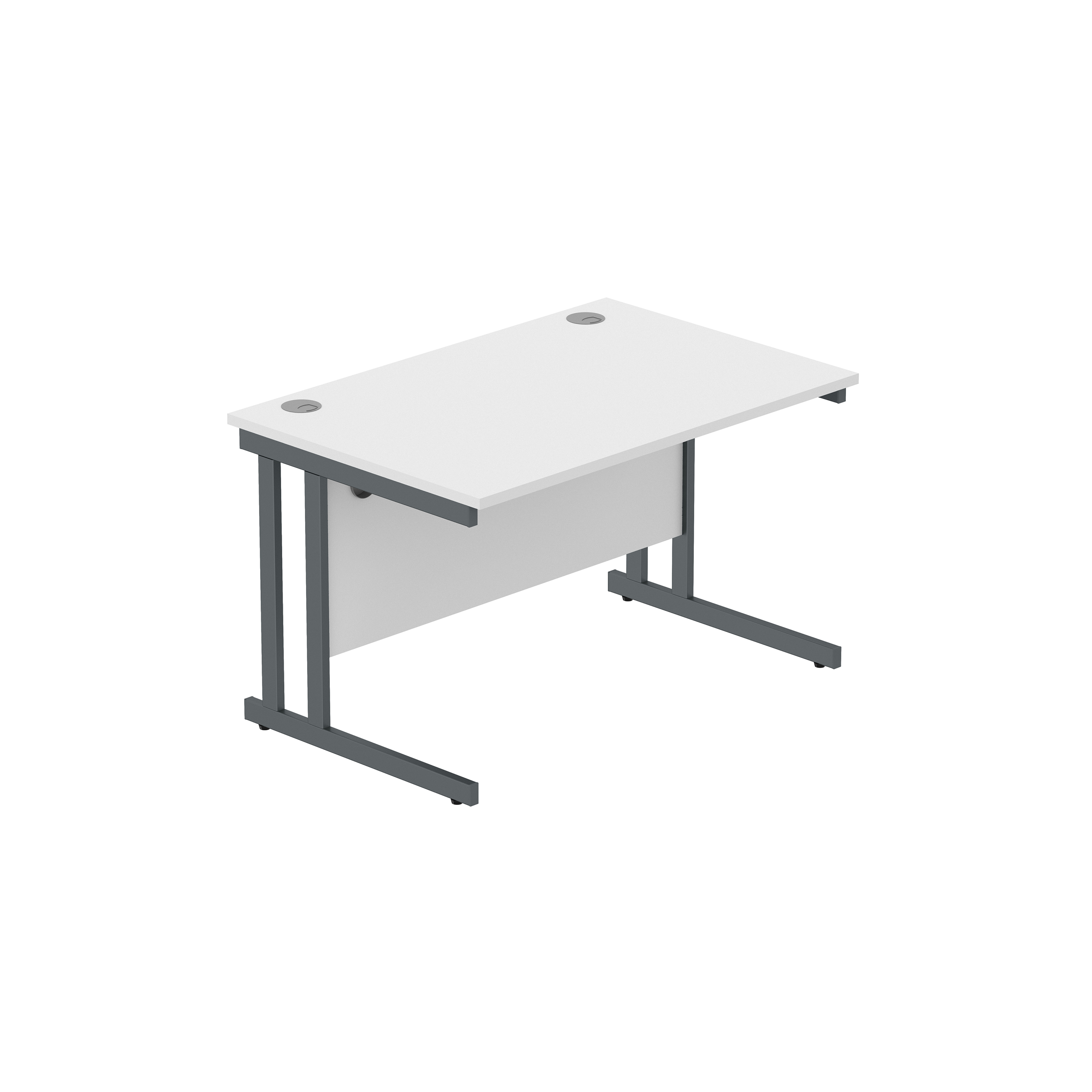 Office Rectangular Desk with Steel Double Upright Cantilever Frame (FSC) | 1200X800 | Arctic White/Graphite thumbnail 2