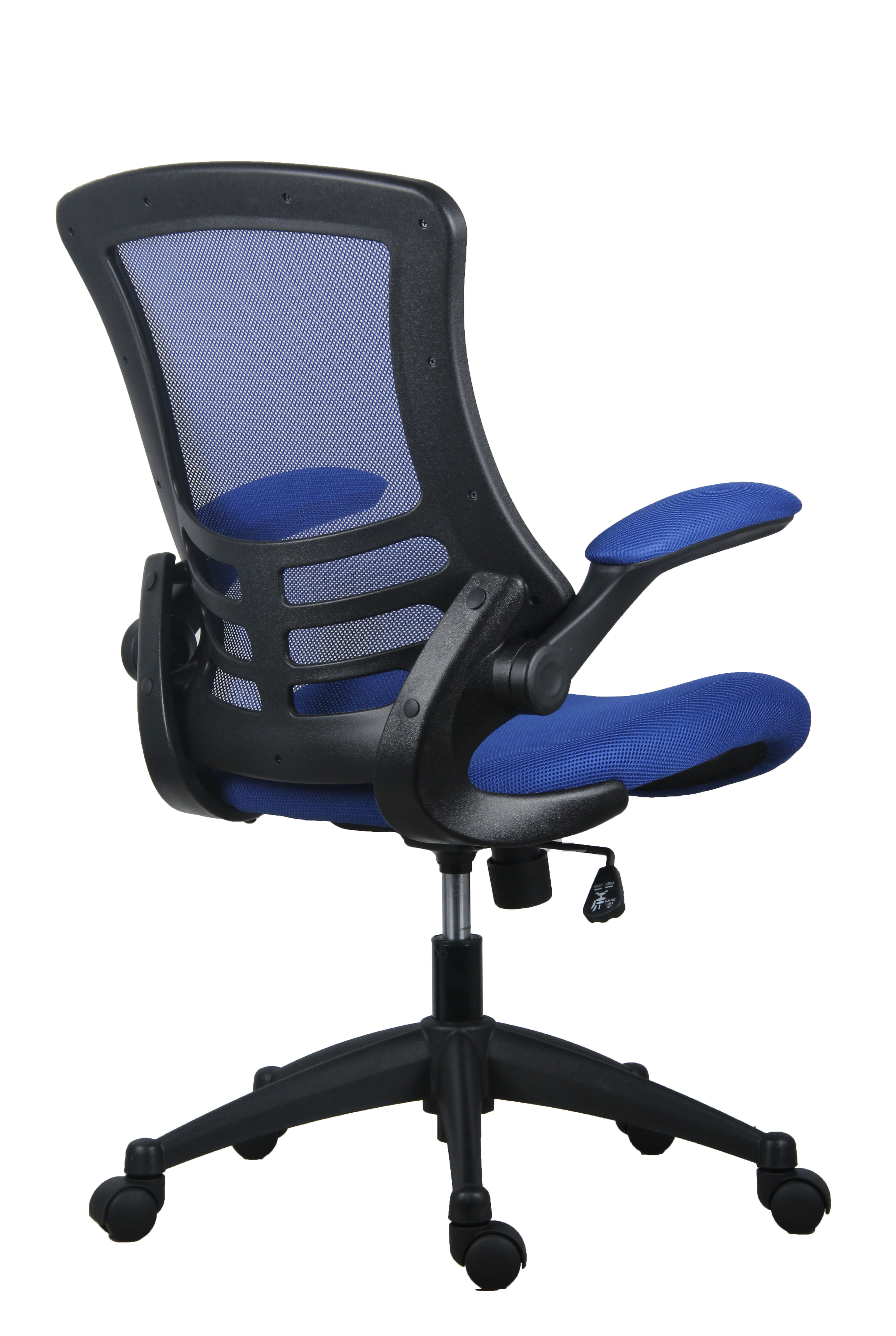 Marlos Mesh Back Office Chair with Folding Arms | Blue thumbnail 4