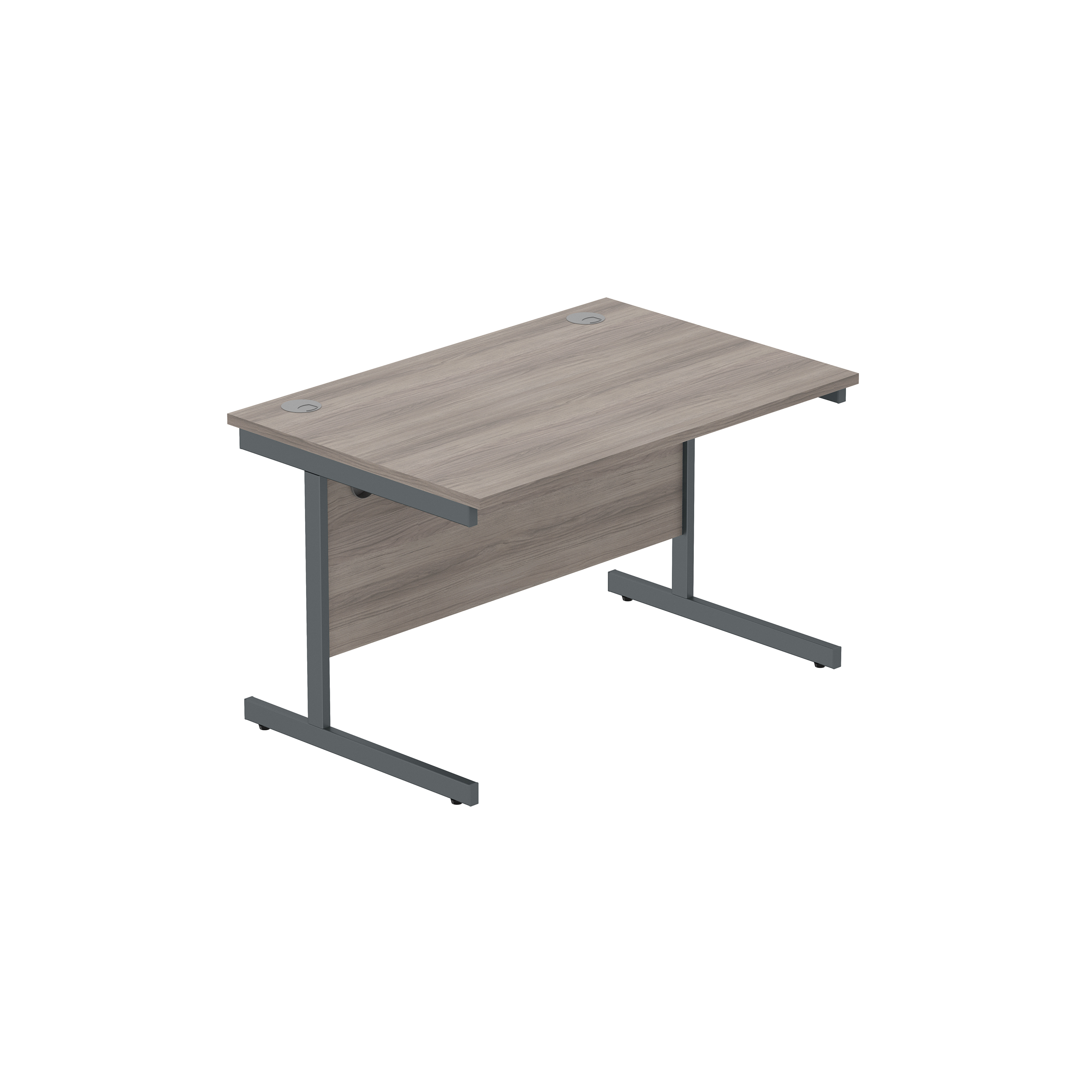 Office Rectangular Desk with Steel Single Upright Cantilever Frame (FSC) | 1200X800 | Alaskan Grey Oak/Graphite thumbnail 2