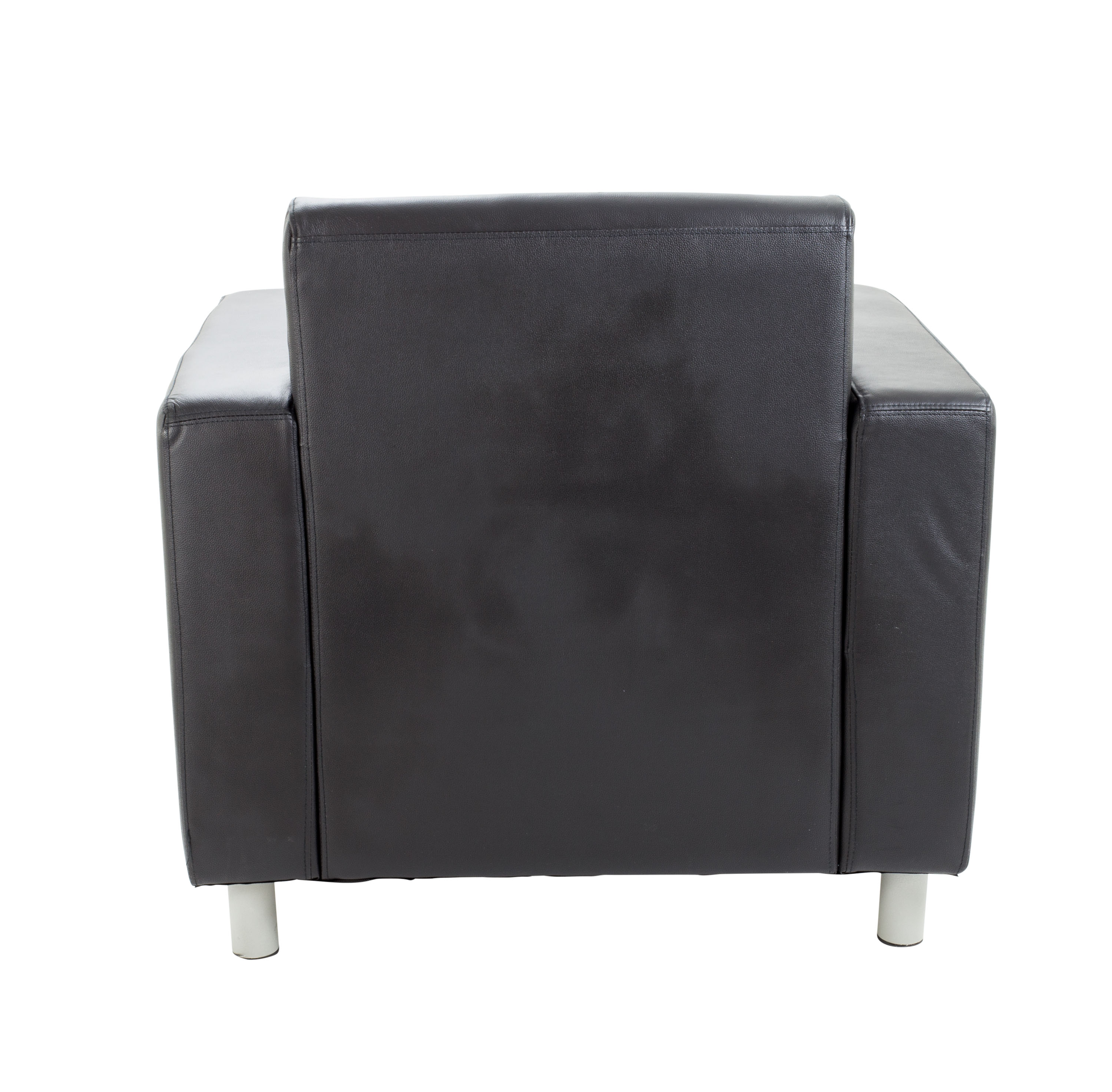 Iceberg Leather Faced Armchair | Metal Feet | Black thumbnail 5
