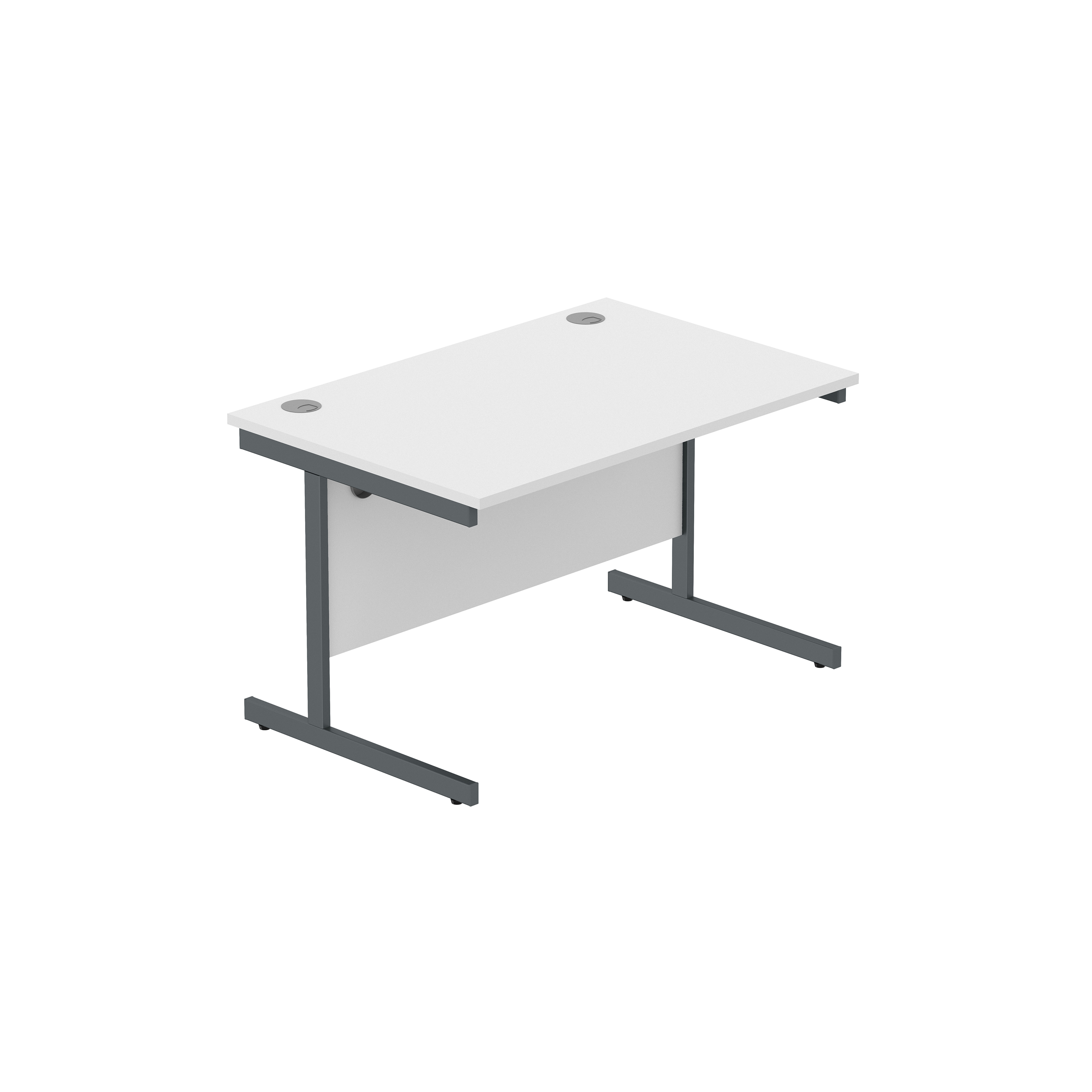 Office Rectangular Desk with Steel Single Upright Cantilever Frame (FSC) | 1200X800 | Arctic White/Graphite thumbnail 2
