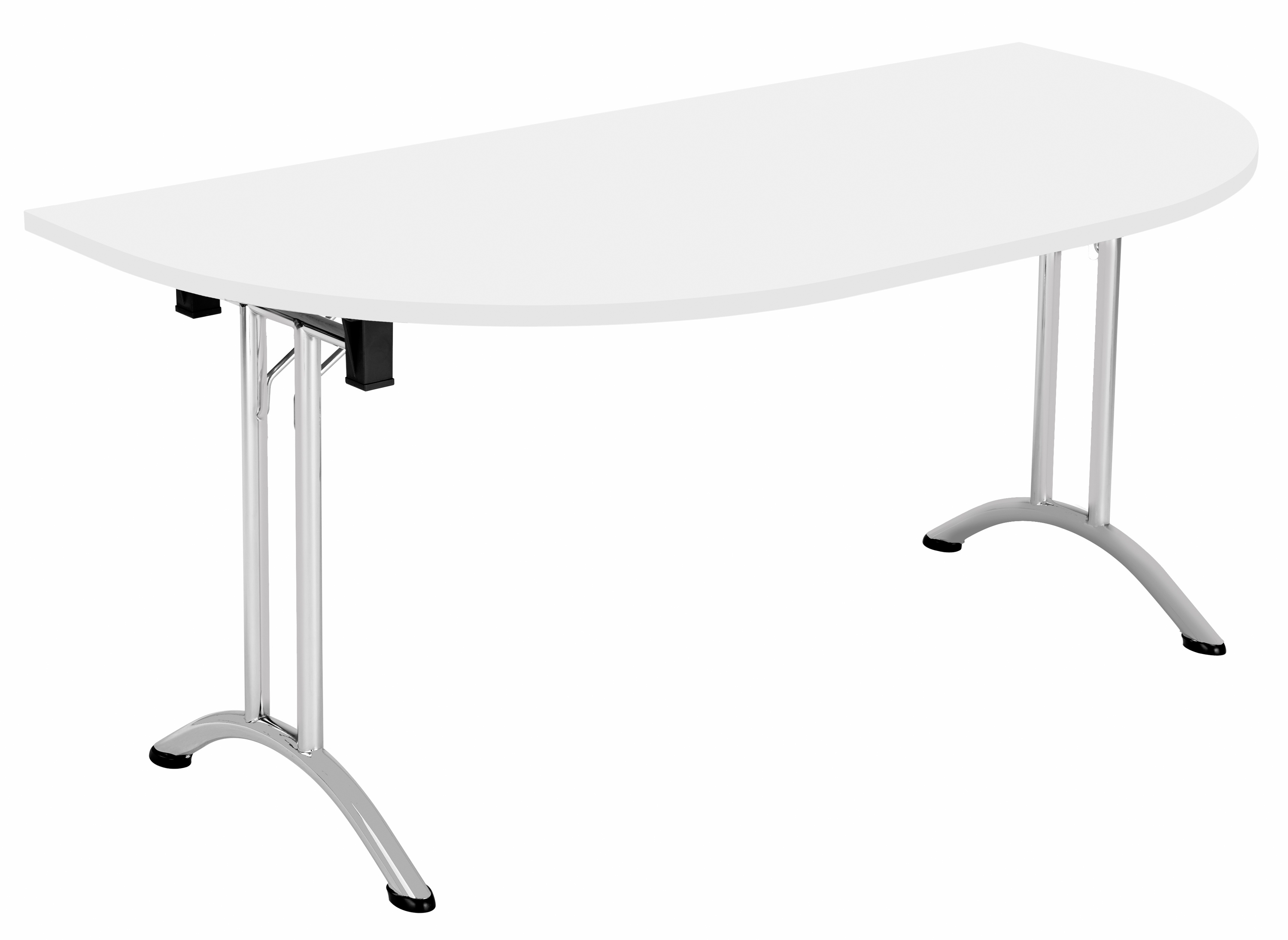 One Union D-End Folding Table (FSC) | 1600 X 800 | White/Silver
