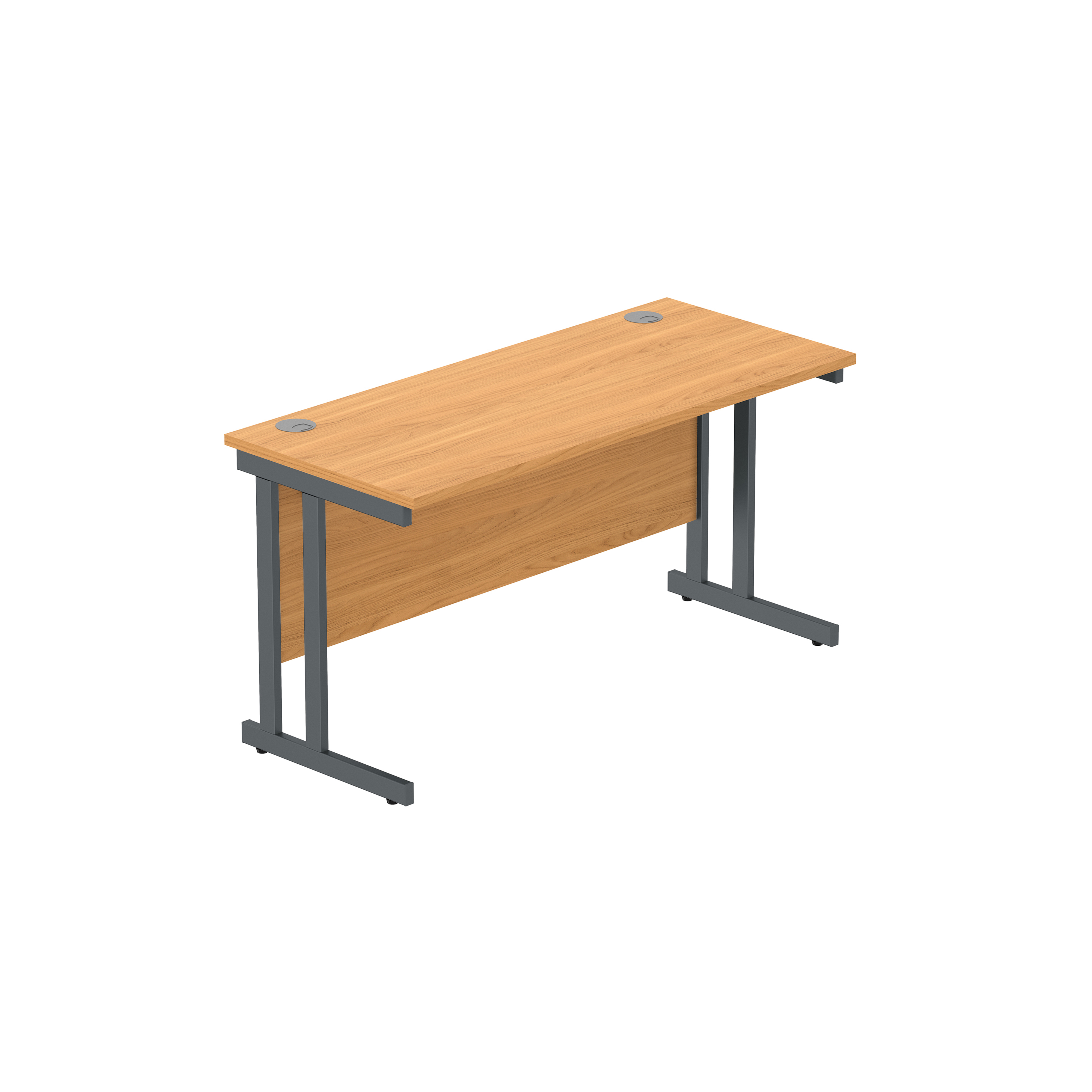 Office Rectangular Desk with Steel Double Upright Cantilever Frame (FSC) | 1400X600 | Norwegian Beech/Graphite thumbnail 2