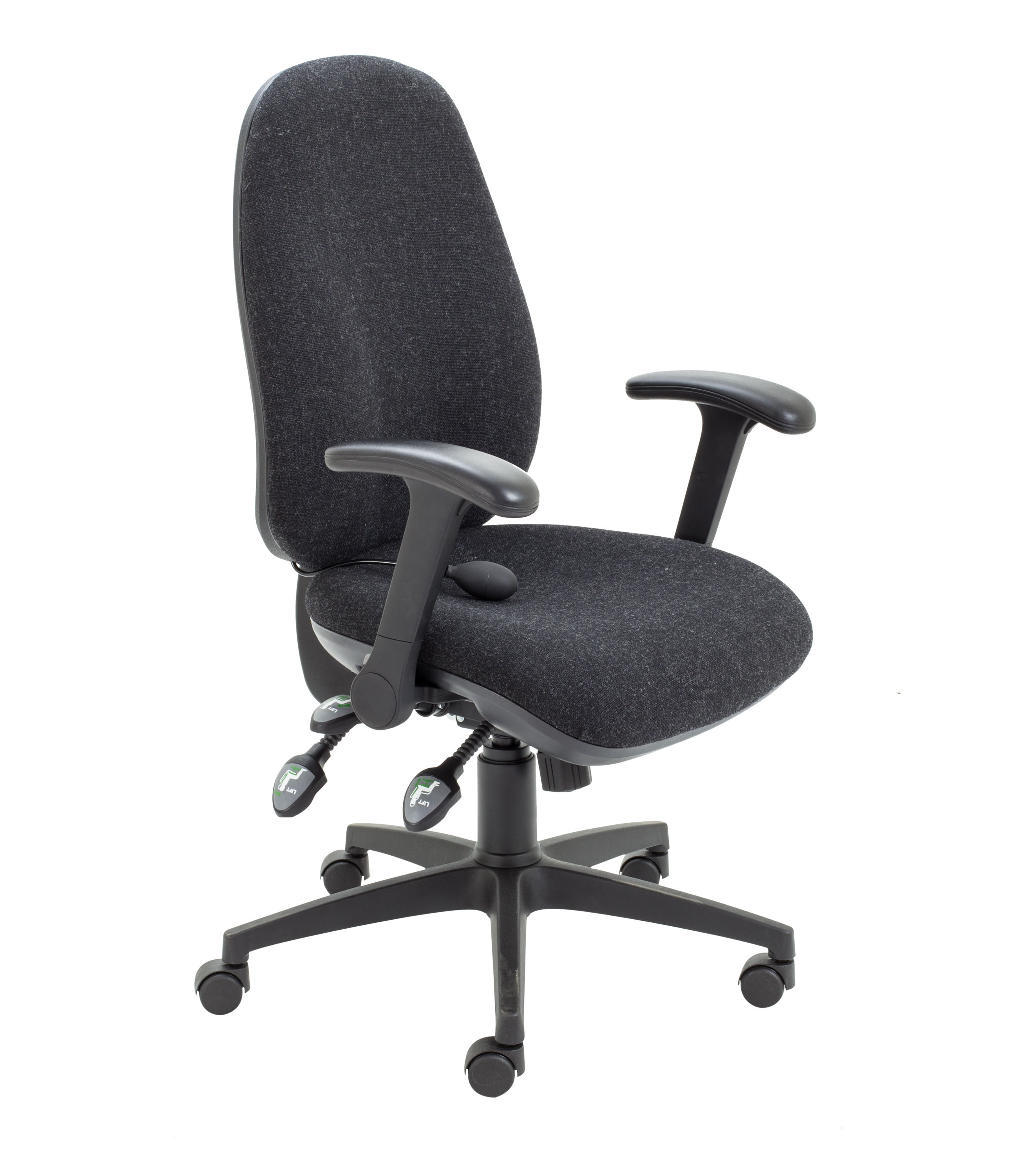 Maxi Ergo Chair with Lumbar Pump | Folding Arms | Charcoal
