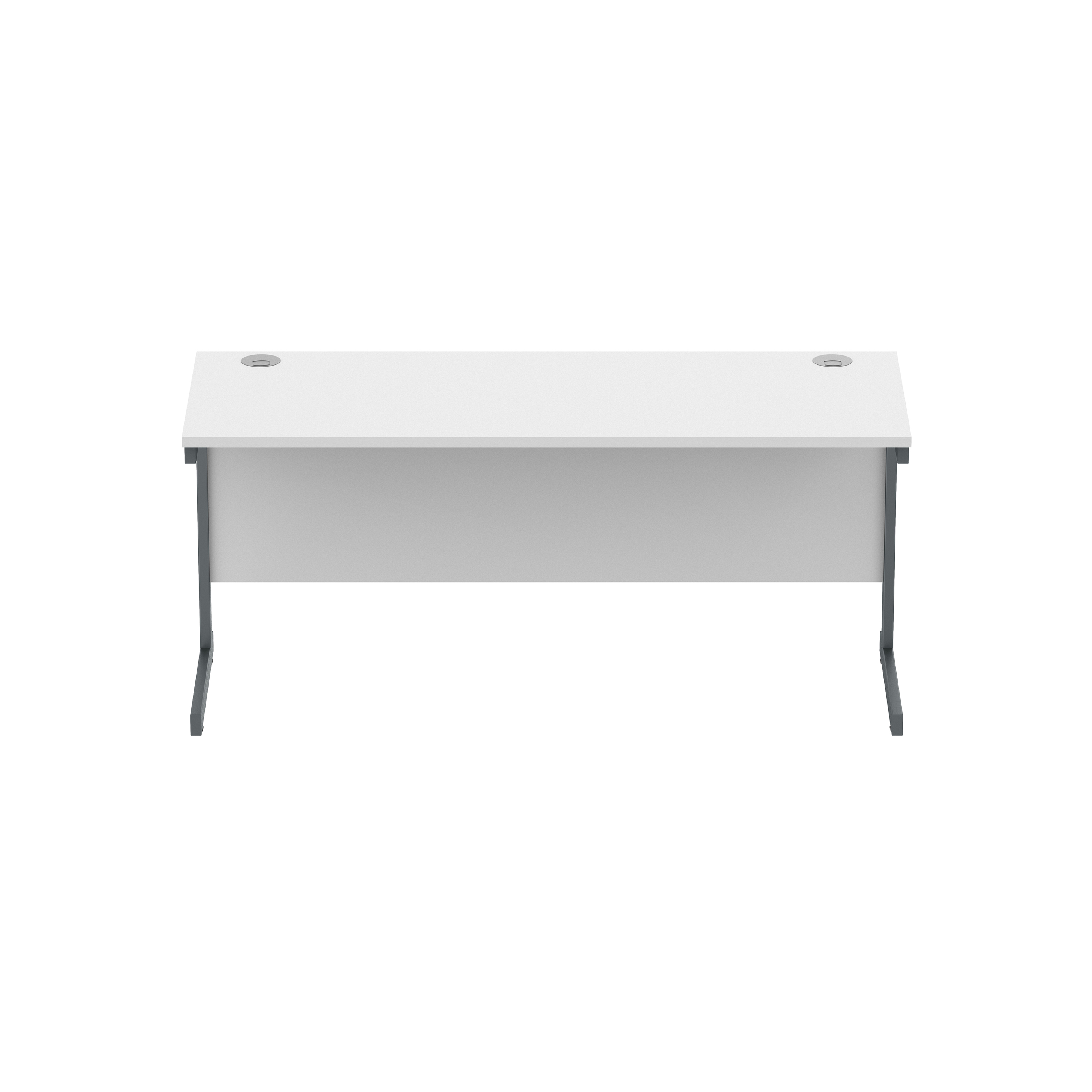 Office Rectangular Desk with Steel Single Upright Cantilever Frame (FSC) | 1600X600 | Arctic White/Graphite thumbnail 3