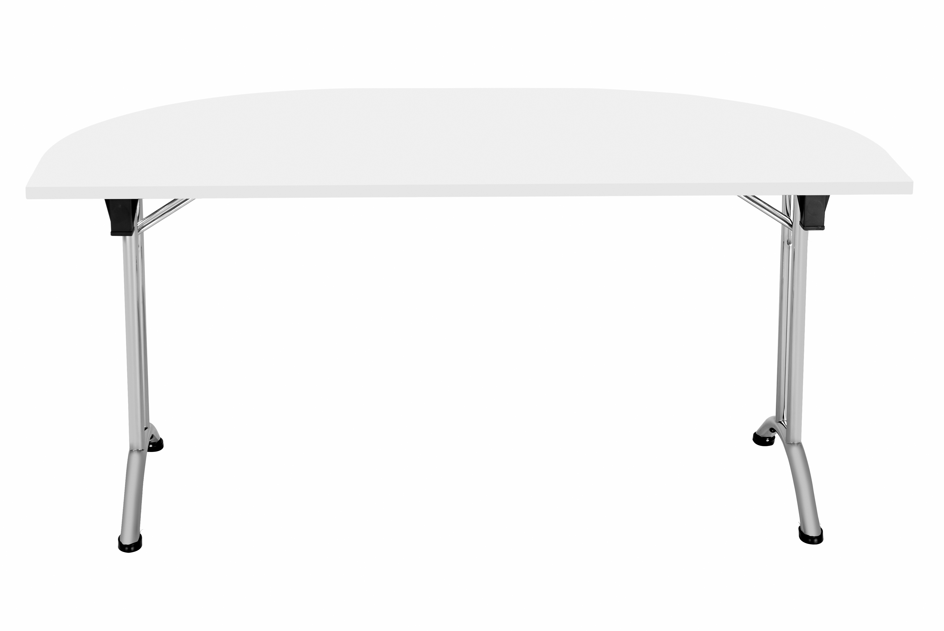 One Union D-End Folding Table (FSC) | 1600 X 800 | White/Silver thumbnail 3