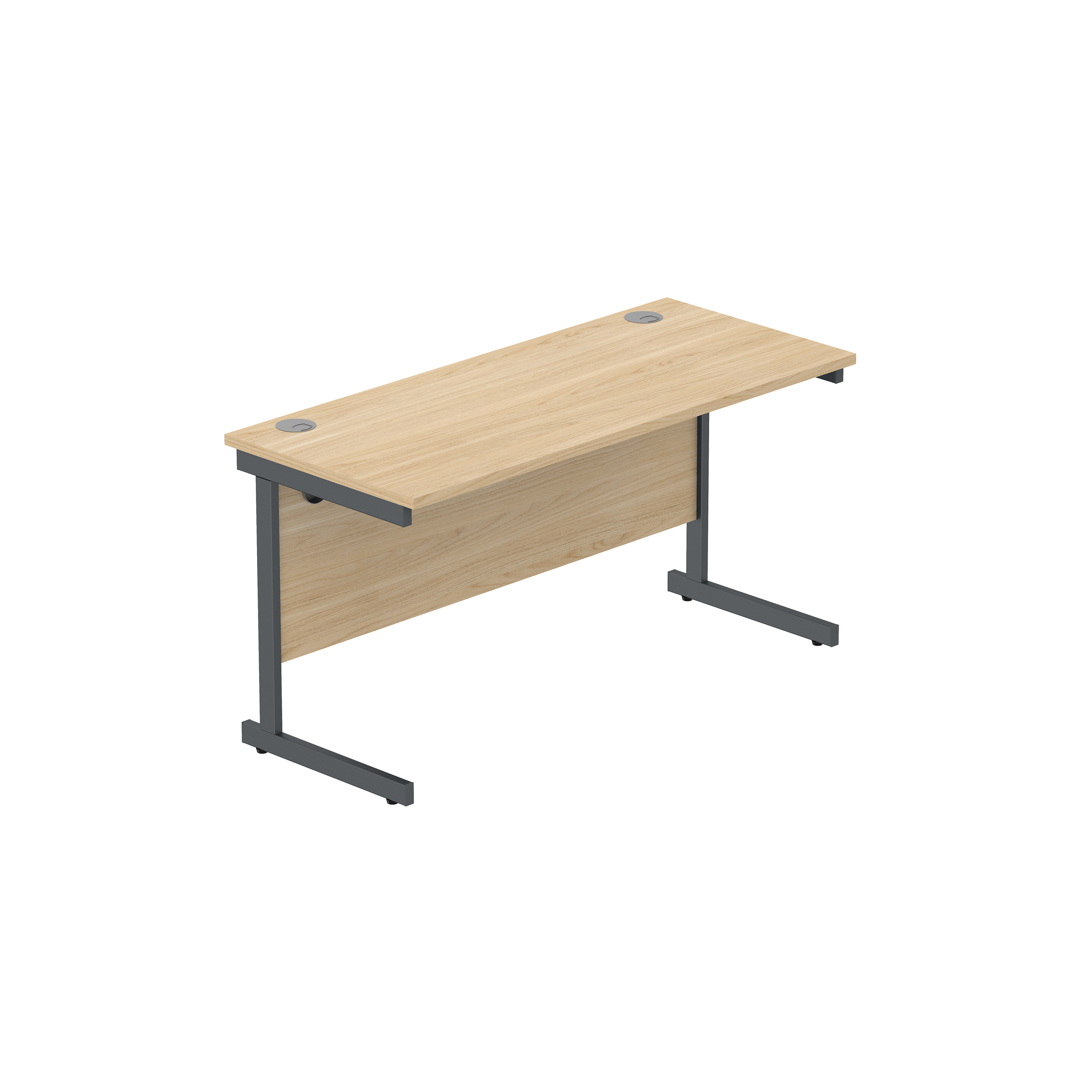 Office Rectangular Desk with Steel Single Upright Cantilever Frame (FSC) | 1400X600 | Canadian Oak/Graphite thumbnail 2
