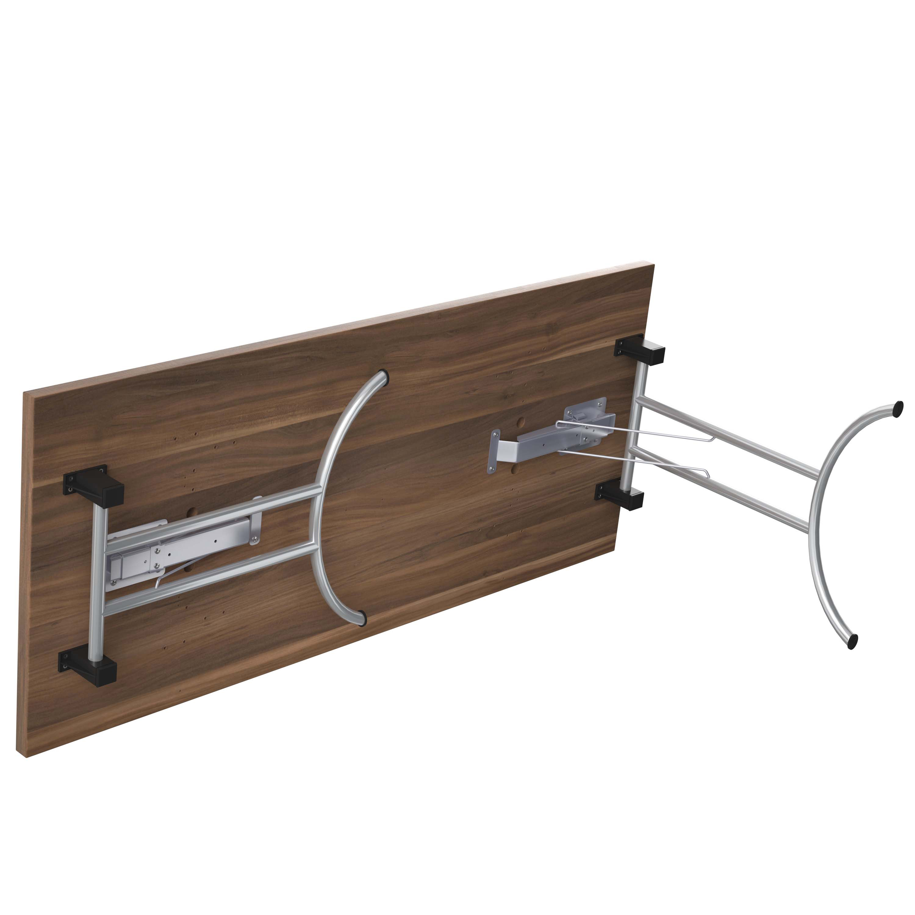 One Union Rectangular Folding Table (FSC) | 1600 X 700 | Dark Walnut/Chrome thumbnail 4